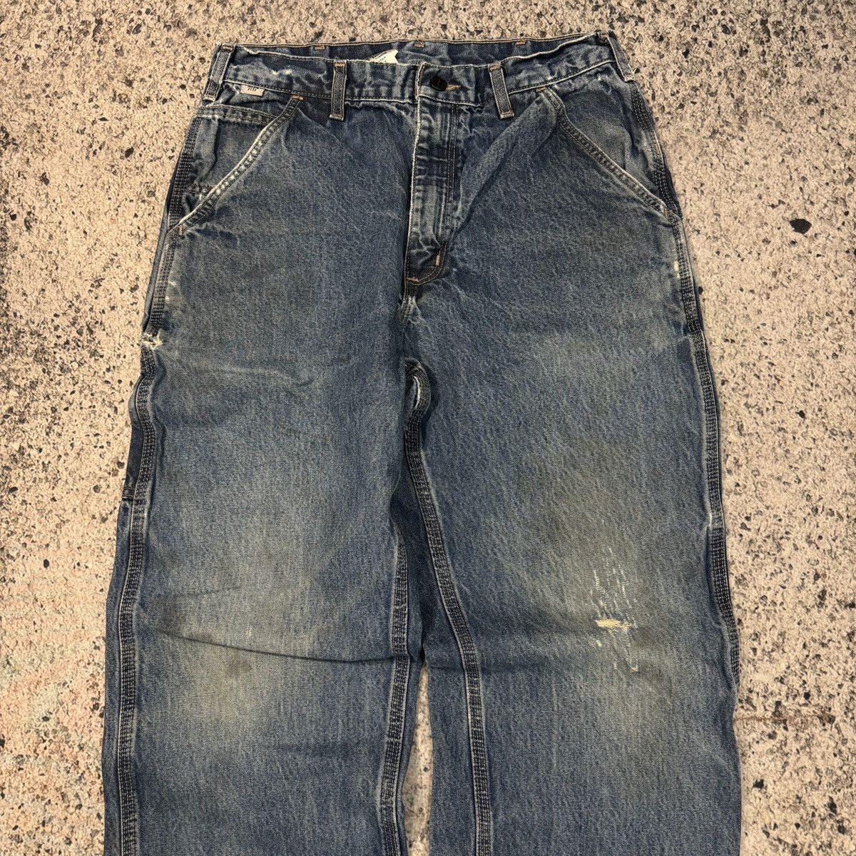Carhartt Vintage Carhartt Thrashed Faded Denim Carpenter Jeans Grunge Size US 30 / EU 46 - 8 Thumbnail