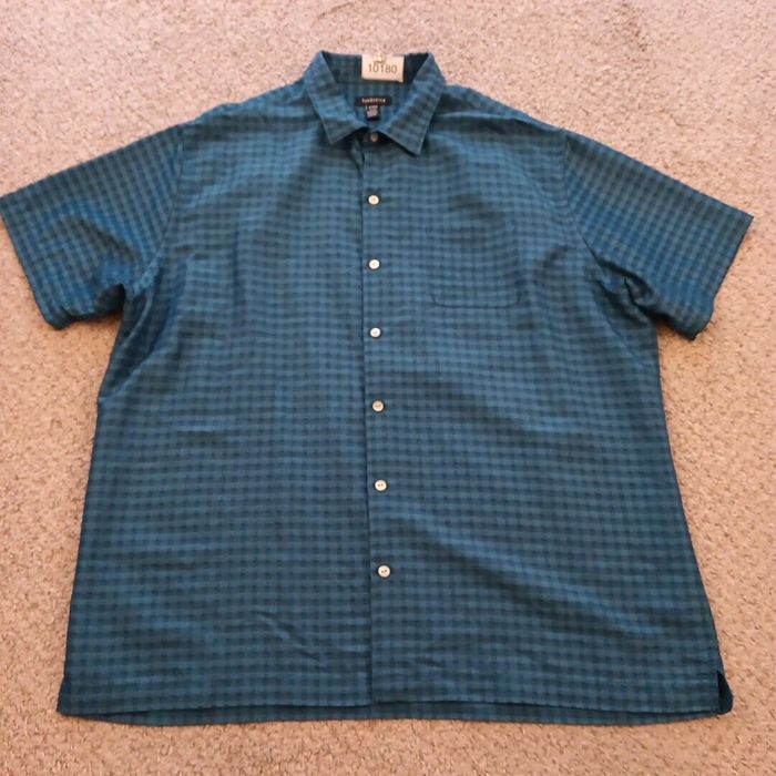 Van Heusen Men's Printed Long Sleeve Button-Down Shirt - Blue/Plaid XXL