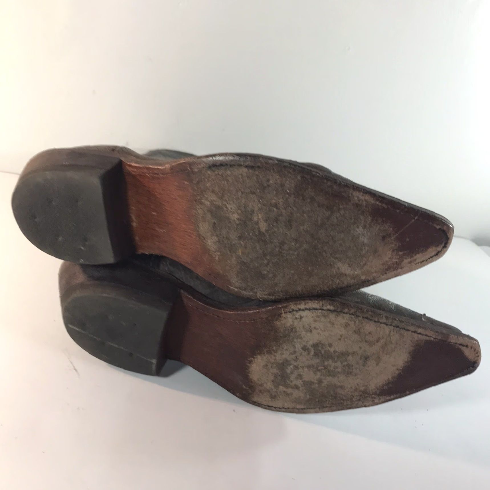 Justin Boots JUSTIN VINTAGE Handcrafted Western Boots Womens Size 10 Brown Mid-Calf Snip Toe Cowgirl Size US 10 / IT 40 - 6 Thumbnail