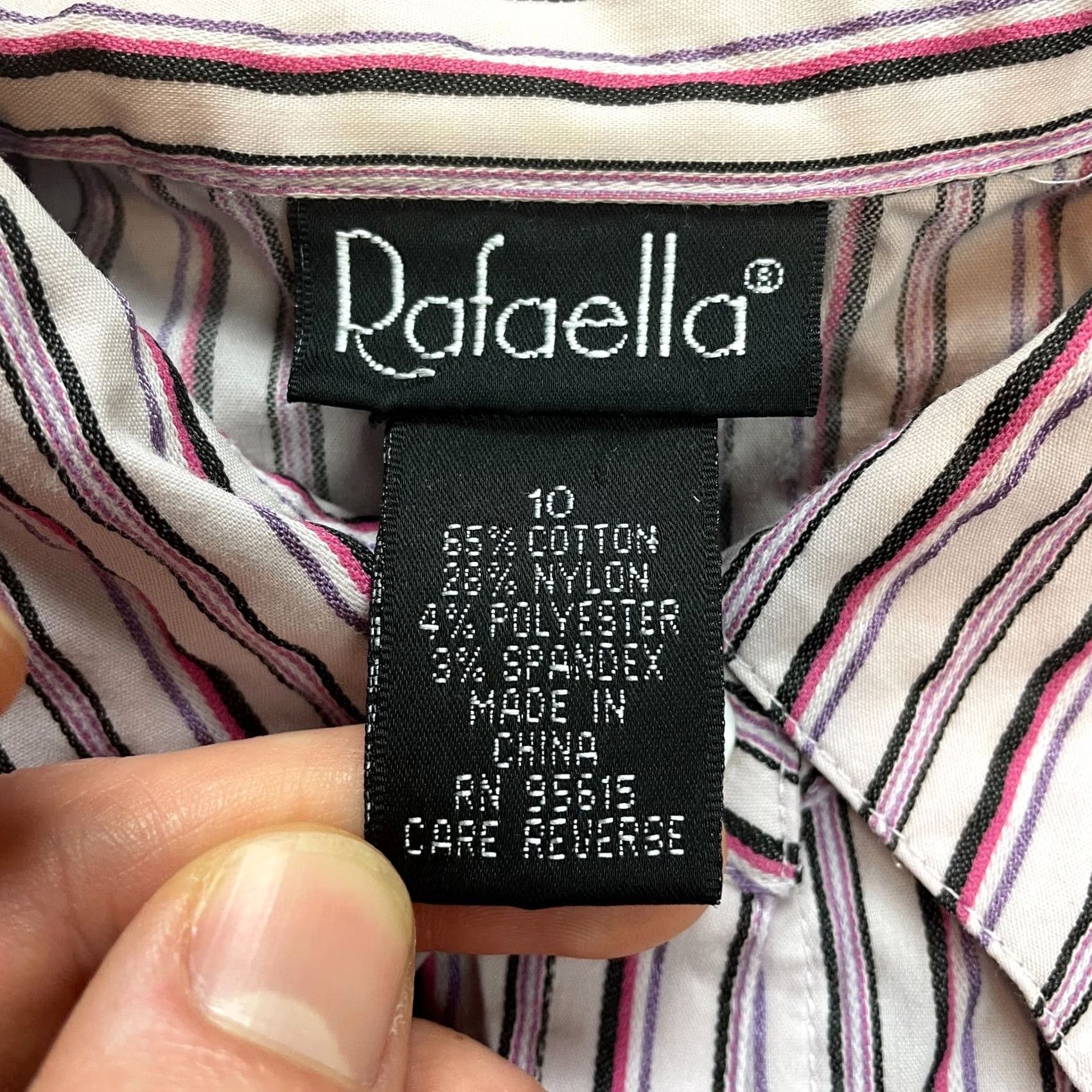 Vintage Rafaella Button Up Blouse Shirt Womens 10 Purple Striped Collared Ladies Top Shirt Size L / US 10 / IT 46 - 4 Thumbnail