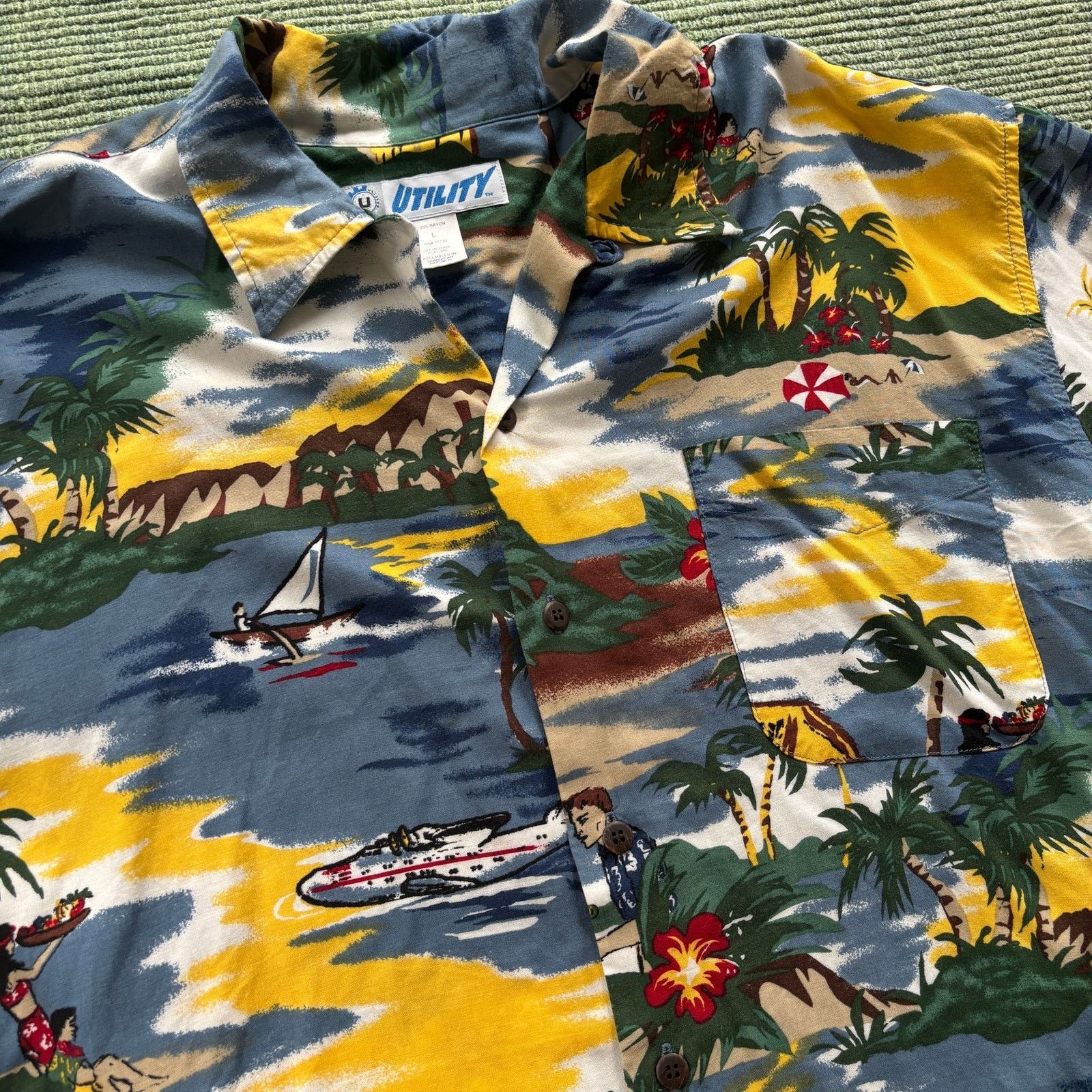 Vintage Vintage Y2K Utility Rayon Beachy Hawiian Loop Collar Shirt Size US XL / EU 56 / 4 - 2 Thumbnail