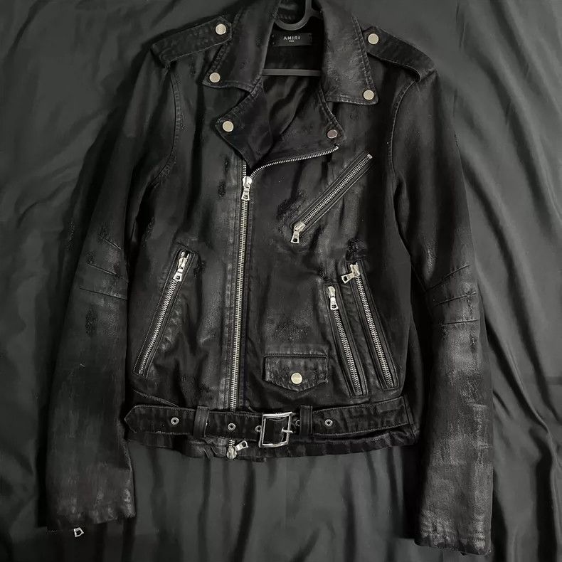 Amiri Amiri 16AW Black Suede Jacket waxed biker denim jacket Size US S / EU 44-46 / 1 - 1 Thumbnail