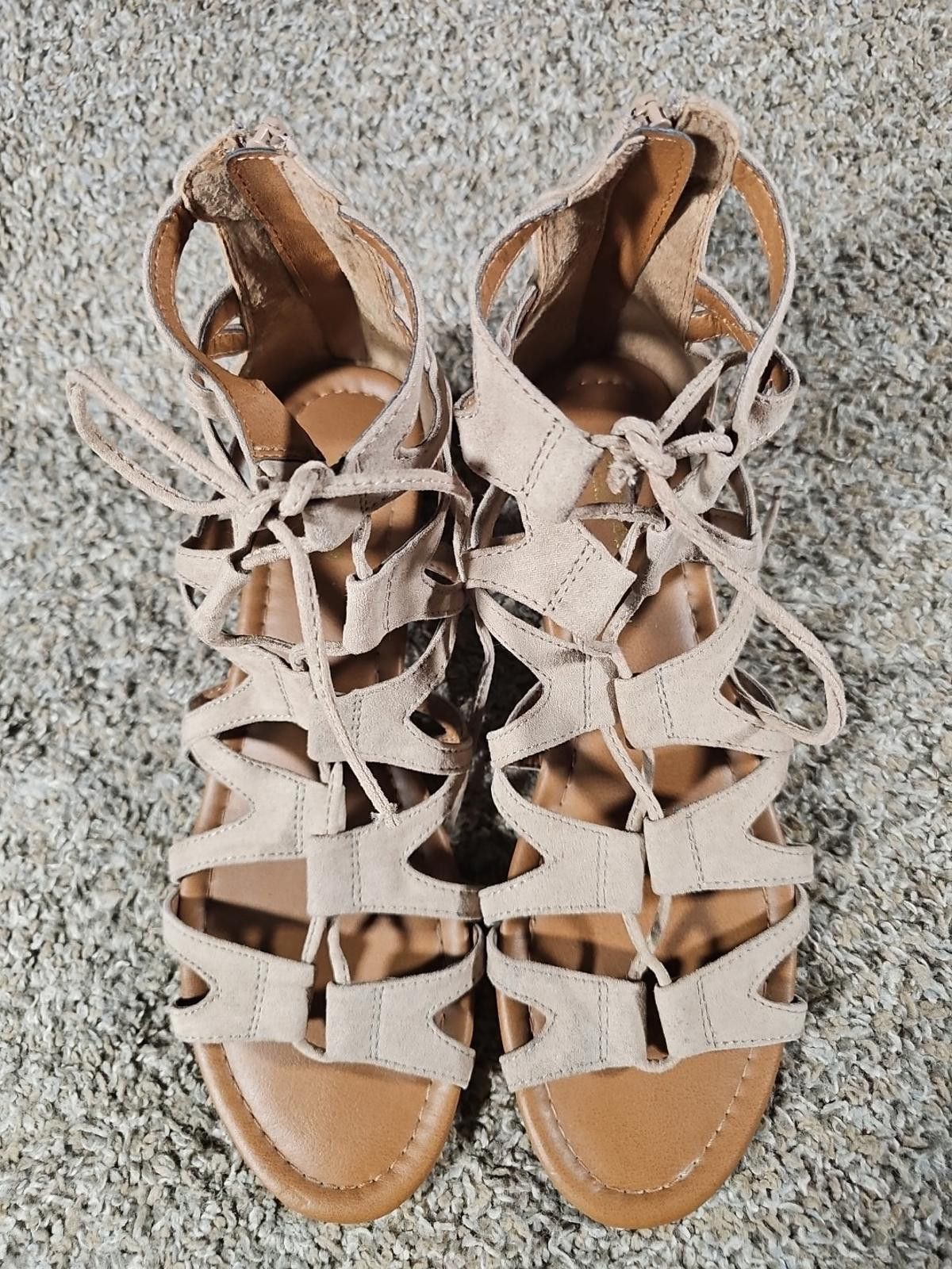 Other Crown Vtg Lace-up Zipper Back Gladiator Sandals Women 10M Size US 10 / IT 40 - 2 Thumbnail