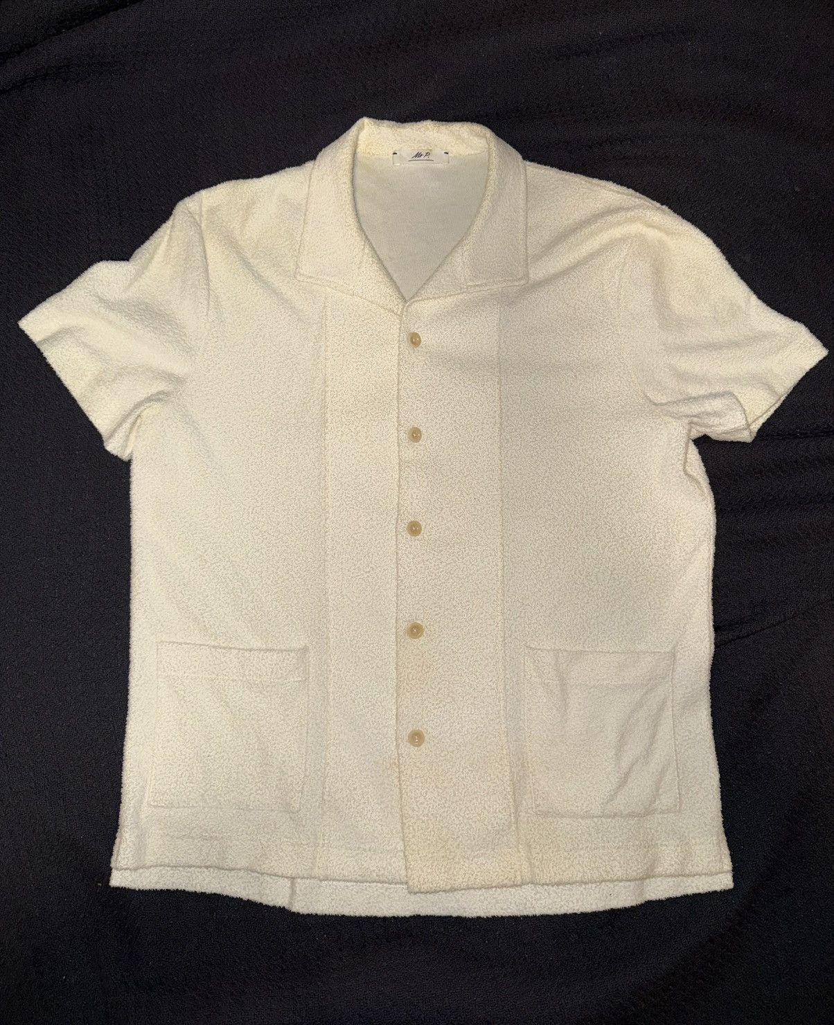 Mr P. Mr P. Terry Cloth Camp Collar Shirt Cream Cotton Size US M / EU 48-50 / 2 - 1 Thumbnail