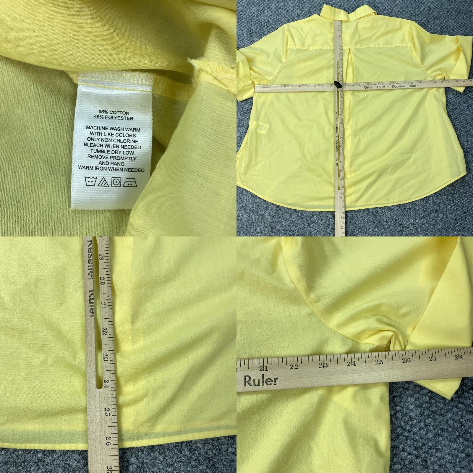 Vintage Appleseed's Foxcroft Shirt Womens 22W Yellow Wrinkle Free Short Sleeve Button Size 3XL / US 20-22 - 8 Thumbnail
