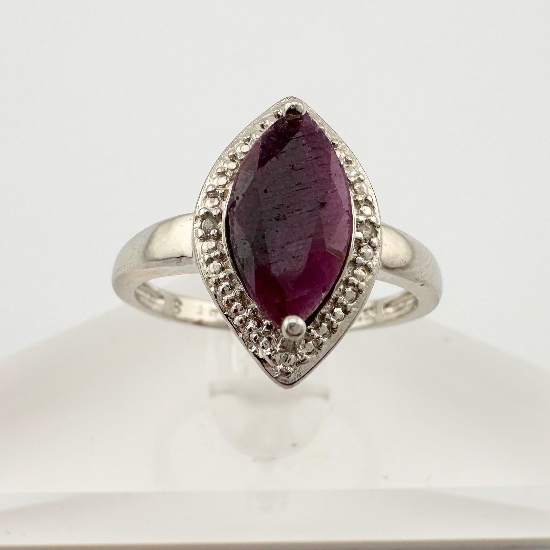 Other Marquise Cut Garnet & Diamond Ring - Sterling Silver - Sz 8 Size ONE SIZE - 1 Thumbnail