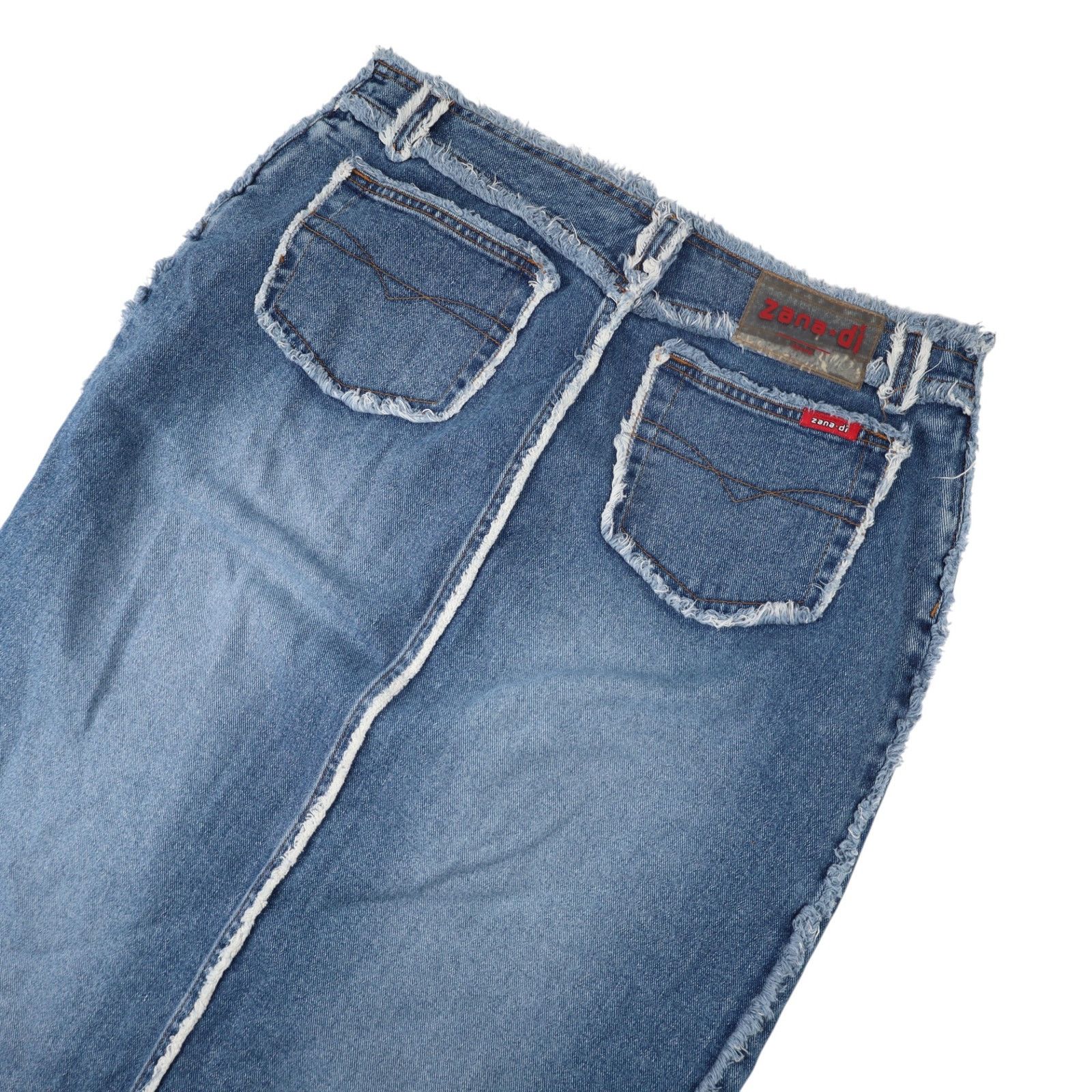 Vintage Vintage Y2k Zana Di Denim Frayed Edge Maxi Skirt Size 32" / US 10 / IT 46 - 12 Thumbnail