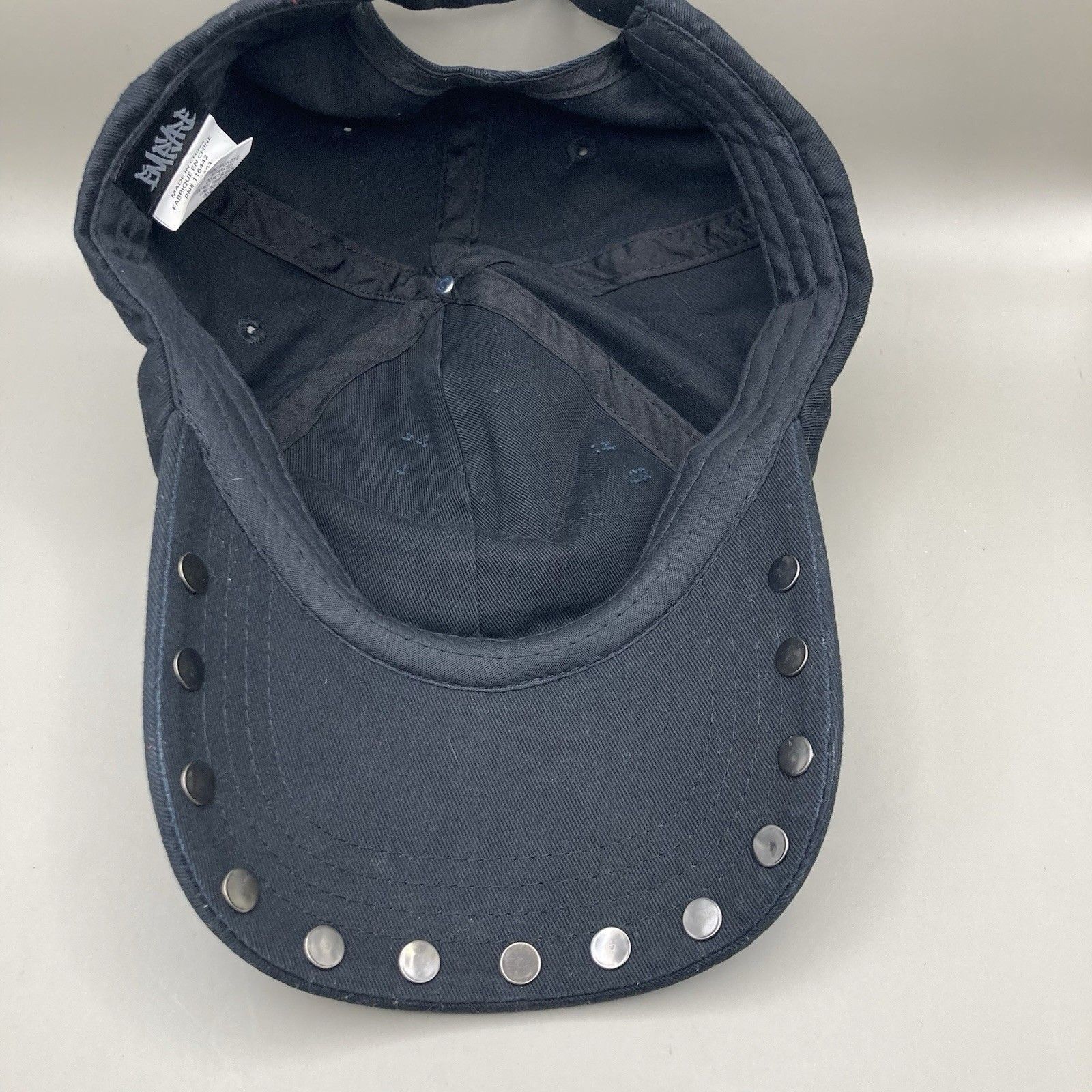 Empyre Empyre Grunge Logo Studded Distressed Black Strapback Hat Size ONE SIZE - 7 Thumbnail