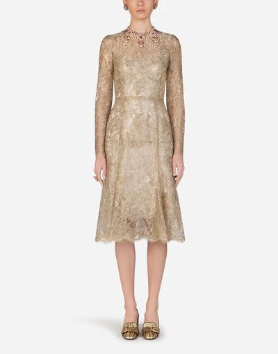Dolce & Gabbana o1y0825 Midi Dress in Gold Size XS / US 0-2 / IT 36-38 - 4 Thumbnail