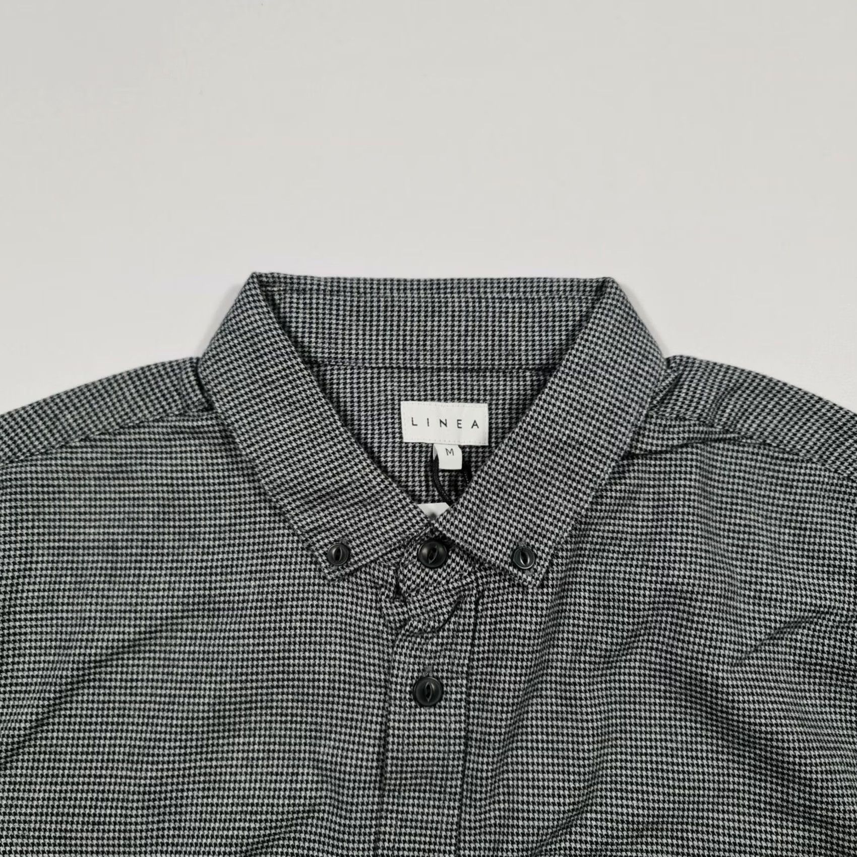 Vintage Linea Shirt Mens M Grey Puppy Tooth Long Sleeve Cotton Button Size US M / EU 48-50 / 2 - 2 Thumbnail