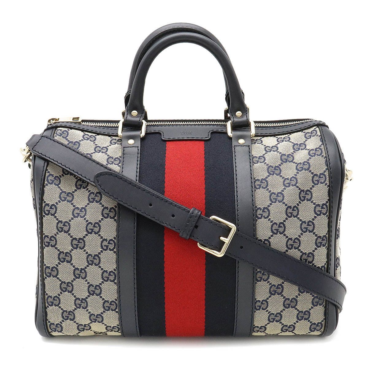 Gucci GG Canvas Sherry Line Handbag Mini Boston 2way Shoulder Bag