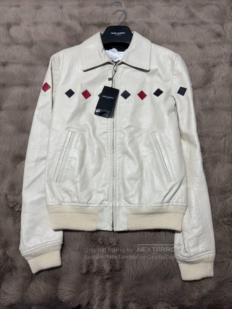 Saint Laurent Paris Distressed patchwork leather jacket