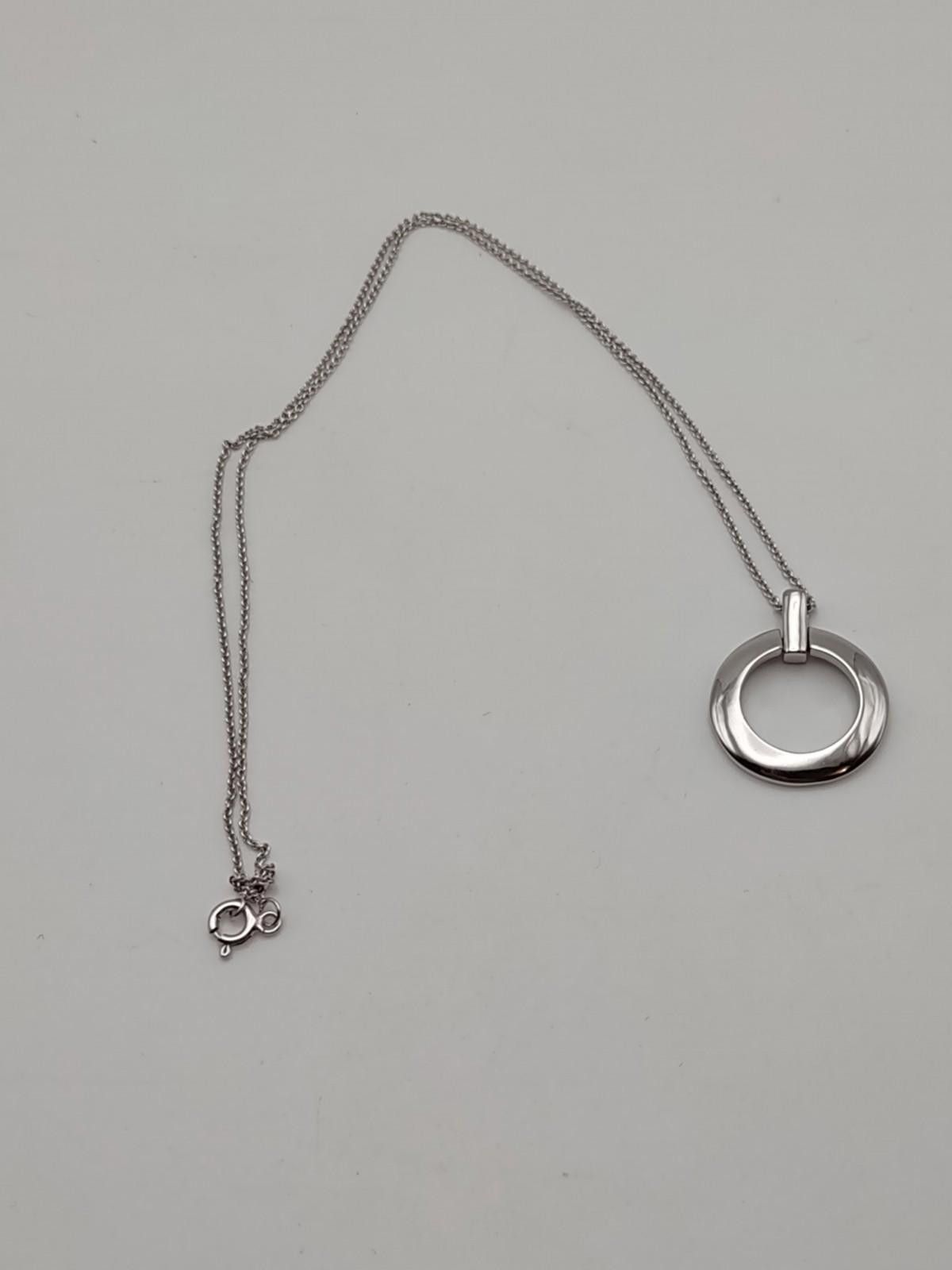 Fashion Victim Modern 925 Sterling Silver FAS Open Circle Hoop Necklace 18" Size ONE SIZE - 2 Thumbnail