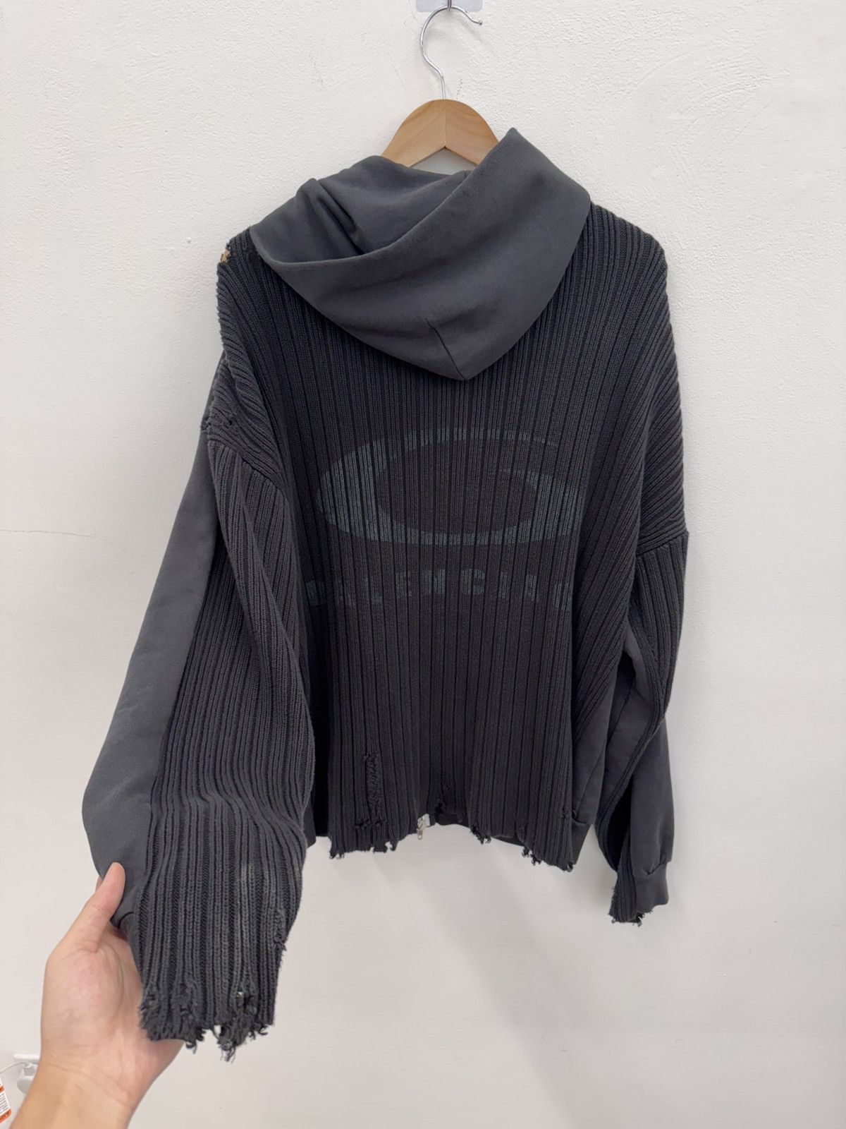 Balenciaga Charcoal Cotton and Knit Oversize Sweatshirt Size US L / EU 52-54 / 3 - 1 Thumbnail