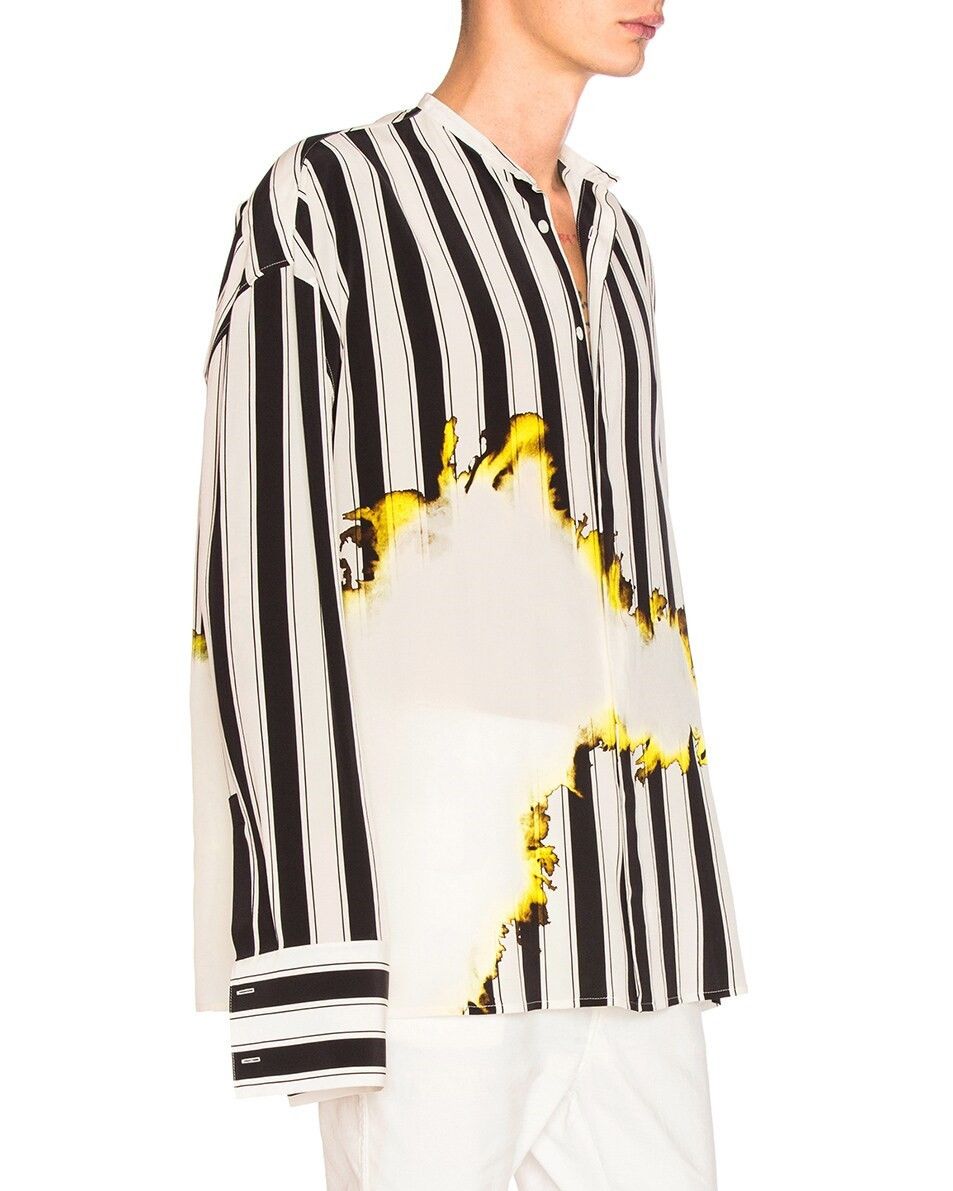 Haider Ackermann Haider Ackermann SS 2017 Striped Flame Print Silk Shirt Size US S / EU 44-46 / 1 - 5 Thumbnail