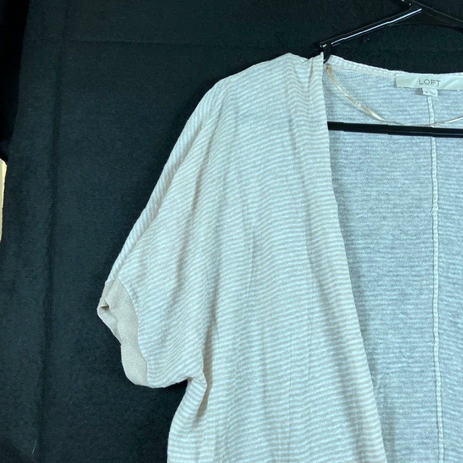 Loft VINTAGE Loft Womens Cardigan Sweater Tan Open Front Short Sleeve Linen Blend M Size M / US 6-8 / IT 42-44 - 3 Thumbnail