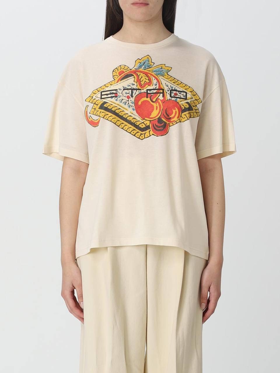 Etro Etro Logo Printed Cotton T-Shirt – Size IT 46 Size L / US 10 / IT 46 - 4 Thumbnail