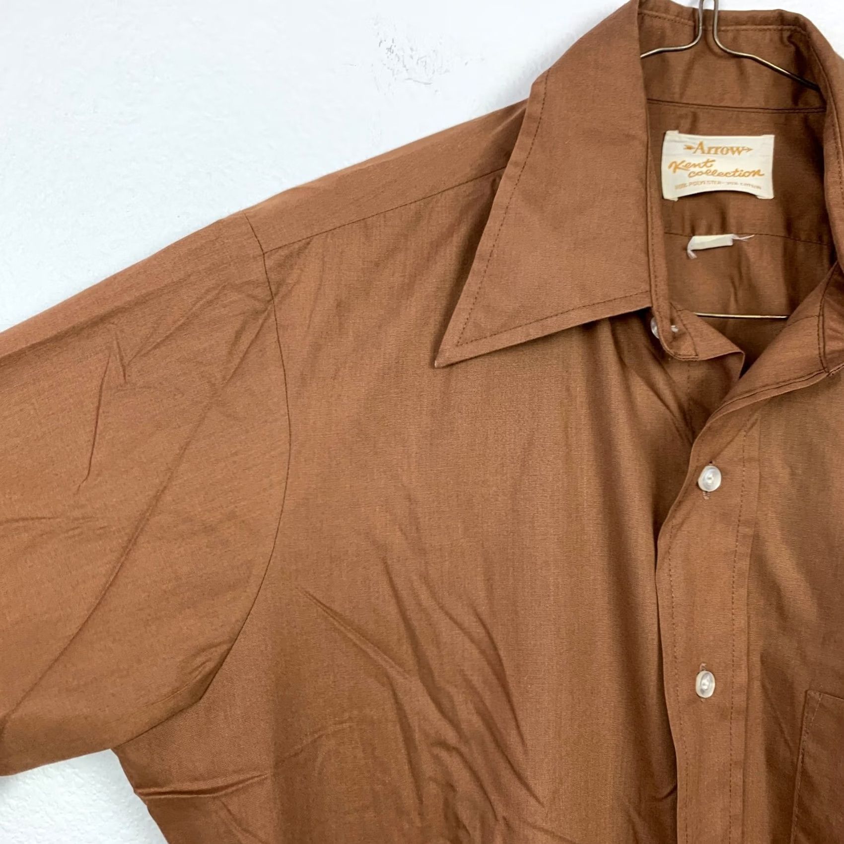 Vintage VINTAGE Arrow Kent Collection Brown Disco Short Sleeve Button Up Shirt 15 Size US M / EU 48-50 / 2 - 4 Thumbnail