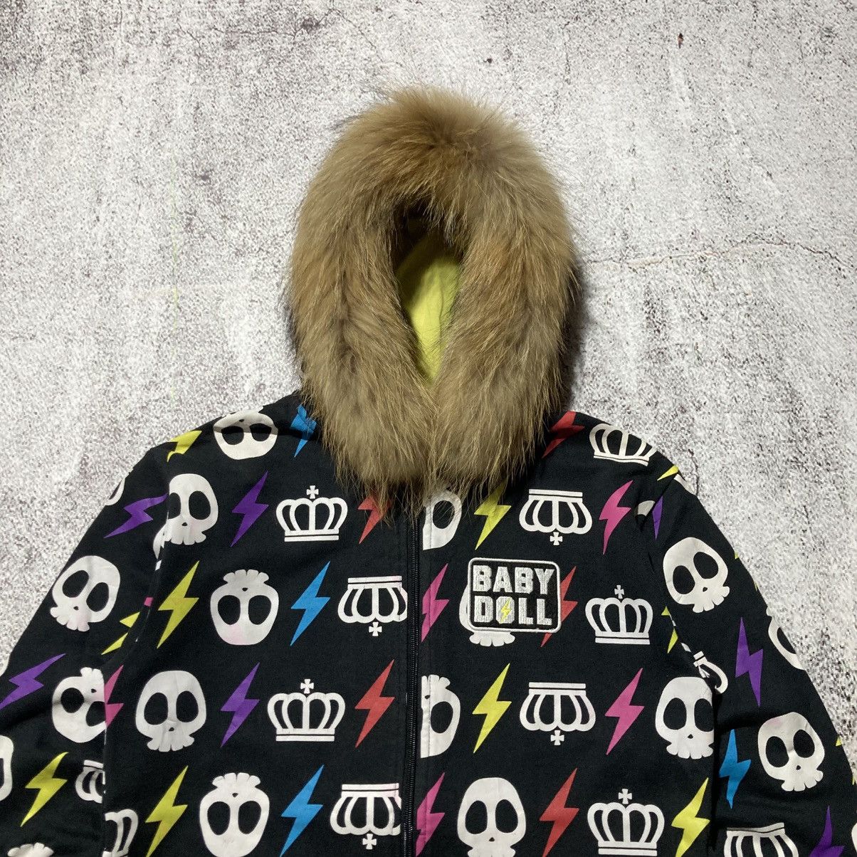 Japanese Brand 2000s Baby Doll All Over Print Logo Fur Ziphoodie Black Lgb Size US M / EU 48-50 / 2 - 2 Thumbnail