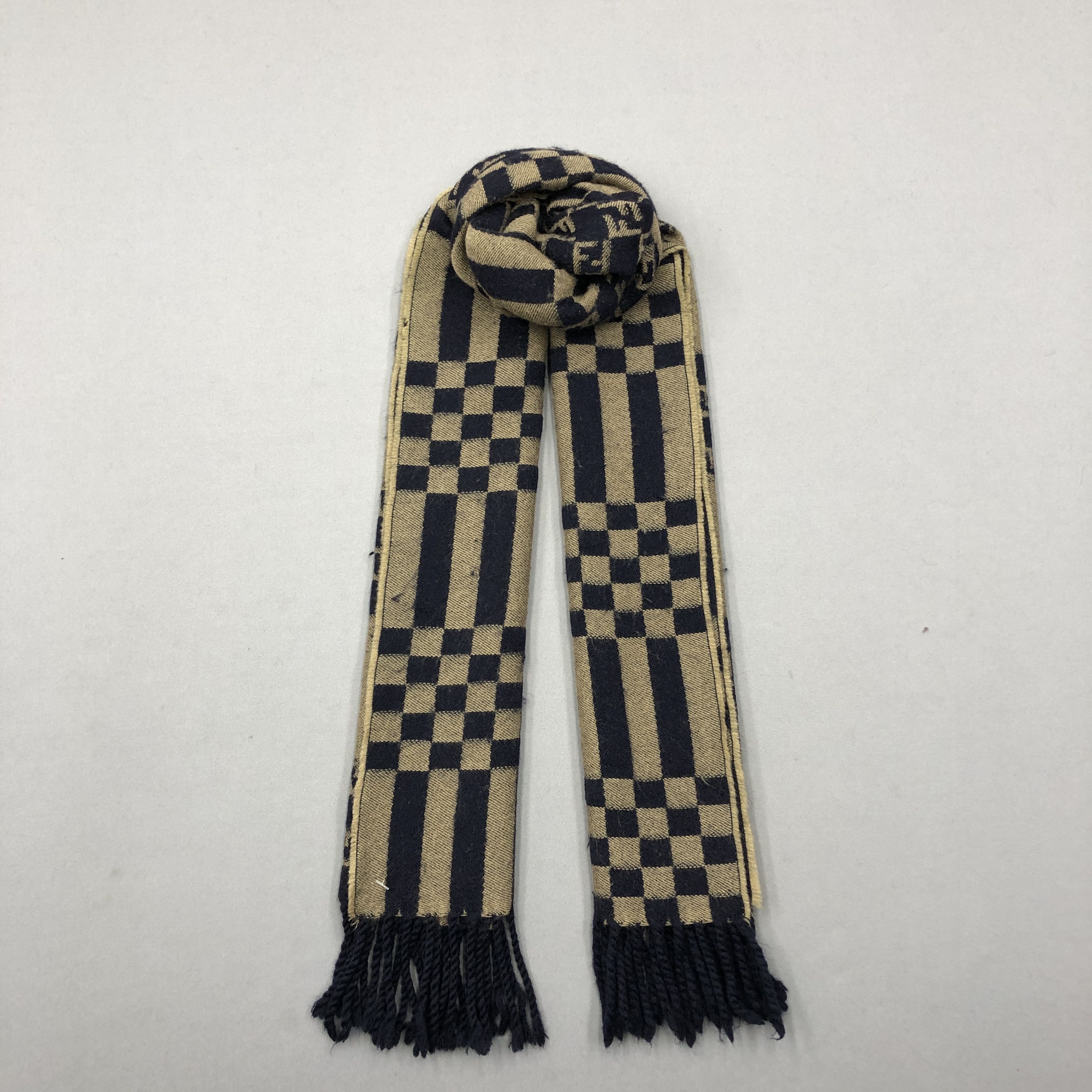 Japanese Brand Vintage Fendi Scarf Fendi Zucca FF Monogram Wool Scarves Size ONE SIZE - 1 Thumbnail