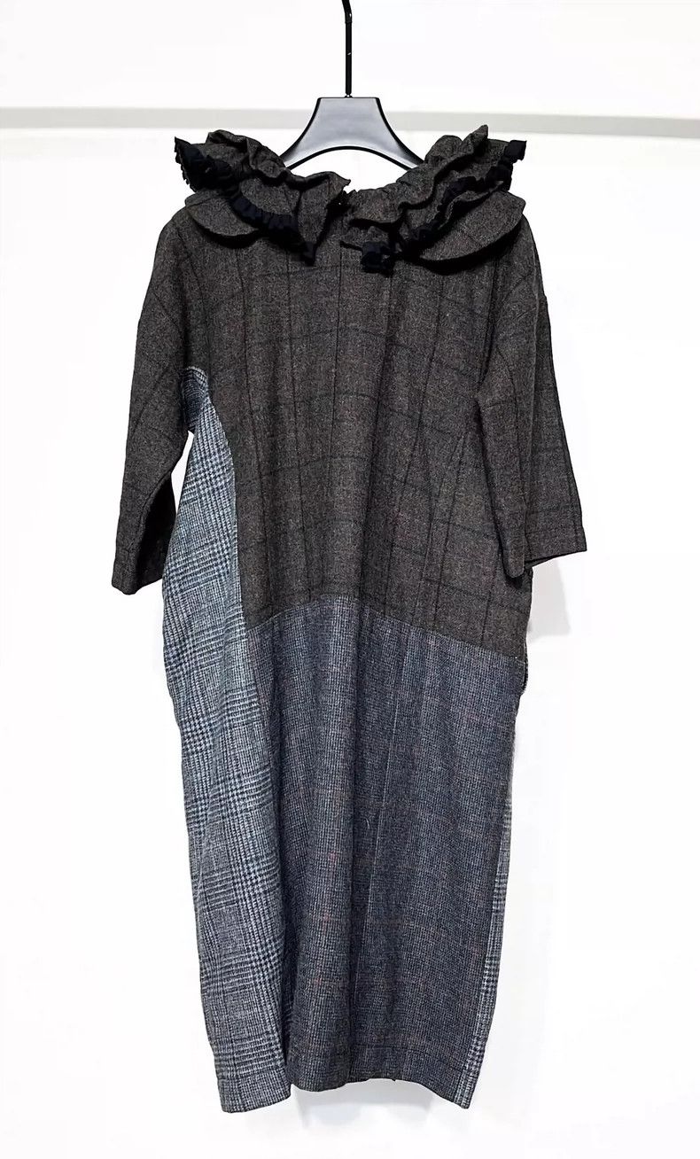 Comme des Garcons Comme Des Garcons Floral bud collar plaid wool dress Size M / US 6-8 / IT 42-44 - 2 Thumbnail