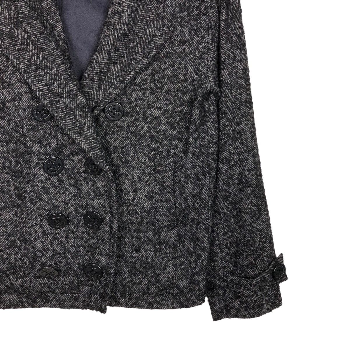 Japanese Brand Tommy Bahama Wool Blend Peacoat — Charcoal Herringbone Size US XS / EU 42 / 0 - 6 Thumbnail