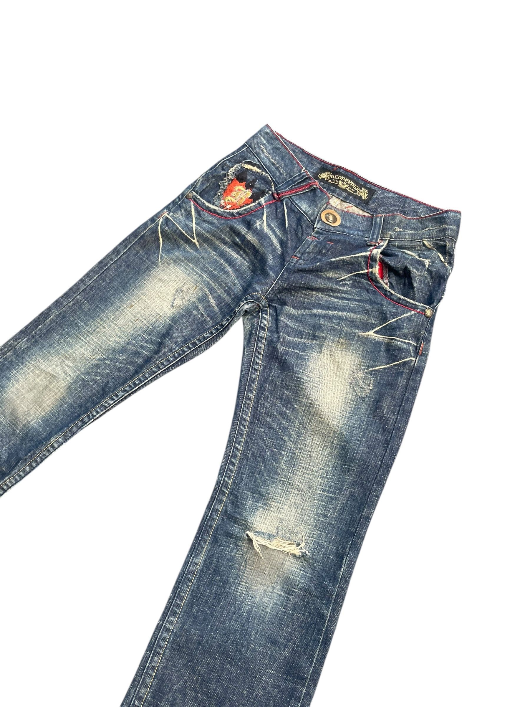 Japanese Brand Red Pepper Crazy Emboiderey Denim Size 31" - 3 Thumbnail