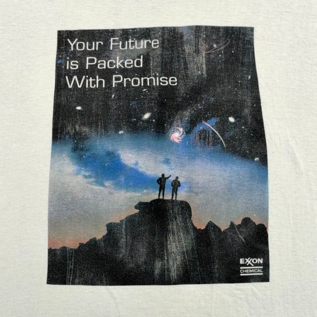 GAS VINTAGE Exxon Shirt Adult XL White Cotton T-Shirt 90s Logo 2 Figures Galaxy Shoot Star Future Promise Mens Size US XL / EU 56 / 4 - 2 Thumbnail