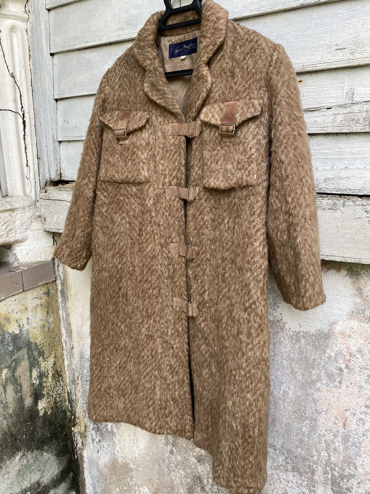 Thierry Mugler × Vintage Archival 80s Thierry Mugler Fur Mohair Leather Strap Coat Size US M / EU 48-50 / 2 - 4 Thumbnail