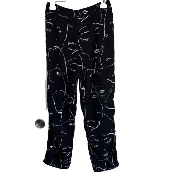 PRINCESS POLLY Princess Polly Women 4 Pants Hi Rise Black Faces Straight Size 27" / US 4 / IT 40 - 5 Thumbnail