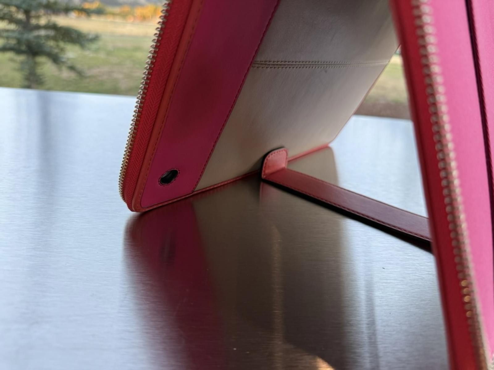 Coach Coach Leather iPad Case Taupe Pink Zip Cover Stand Holder Size ONE SIZE - 7 Thumbnail