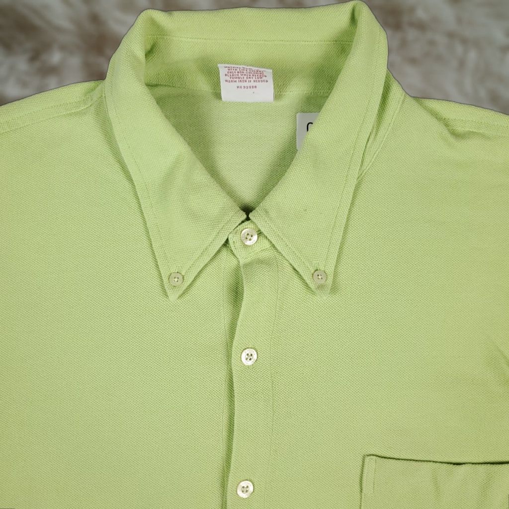 Brooks Brothers Brooks Brothers Shirt Adult XL Green Solid Short Sleeve Button-Up Stained Mens Size US XL / EU 56 / 4 - 1 Thumbnail