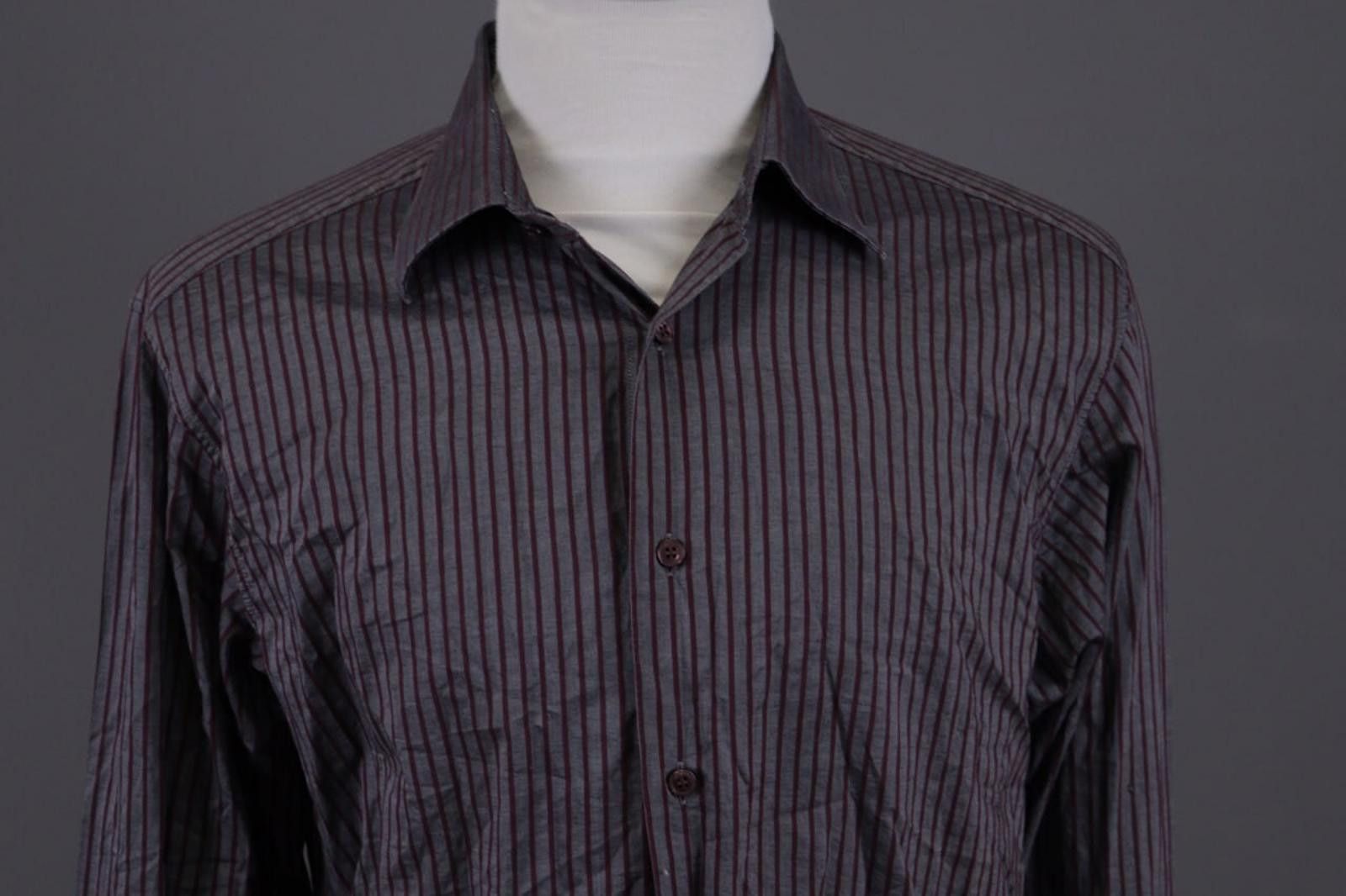 Ermenegildo Zegna Zegna City Gray Striped Button Down Shirt Size 43 / 17 Size US M / EU 48-50 / 2 - 2 Thumbnail