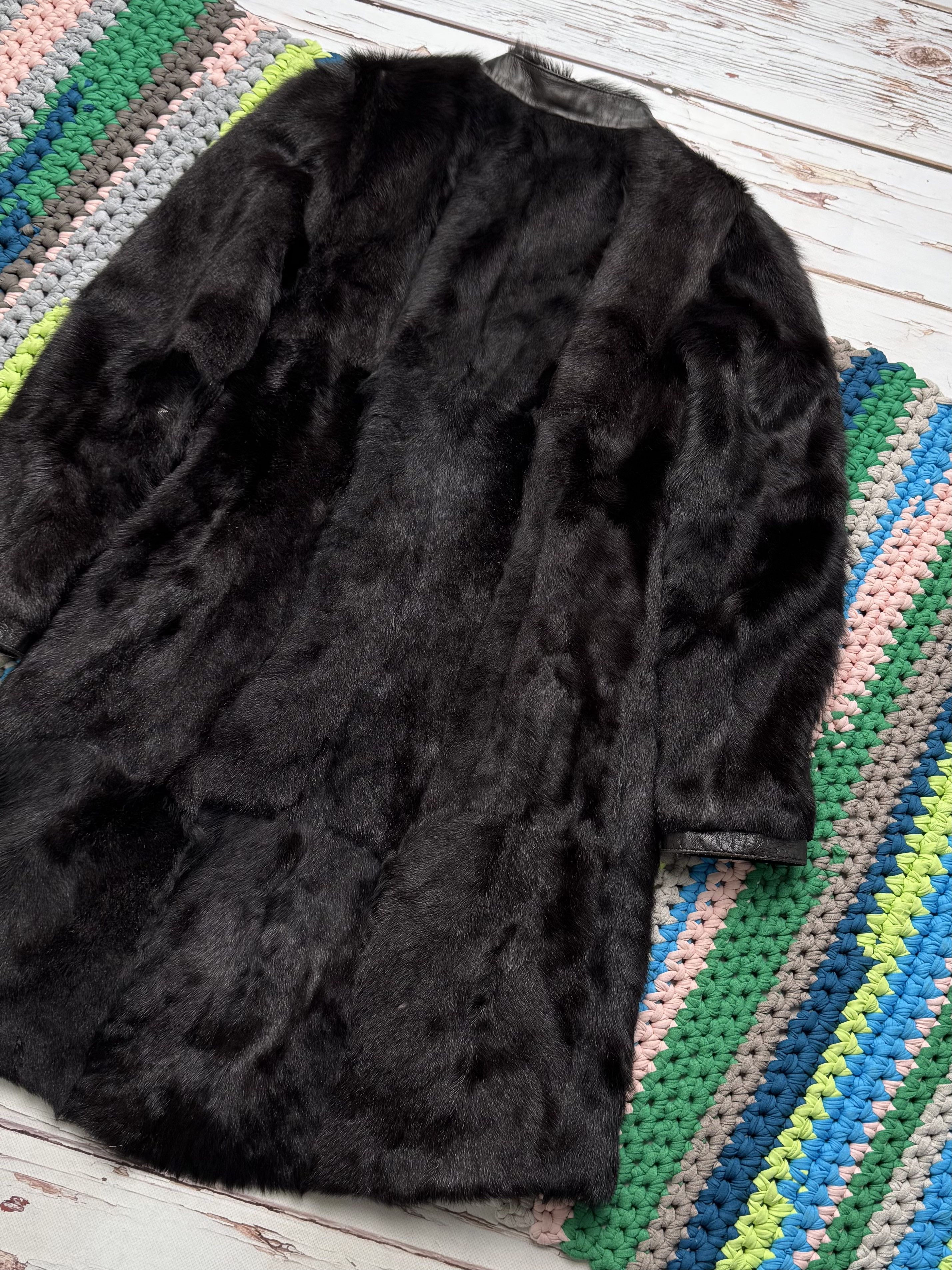 Vintage Women Vintage Real Fur Coat Dark Brown Leather Long Jacket Size S / US 4 / IT 40 - 16 Thumbnail