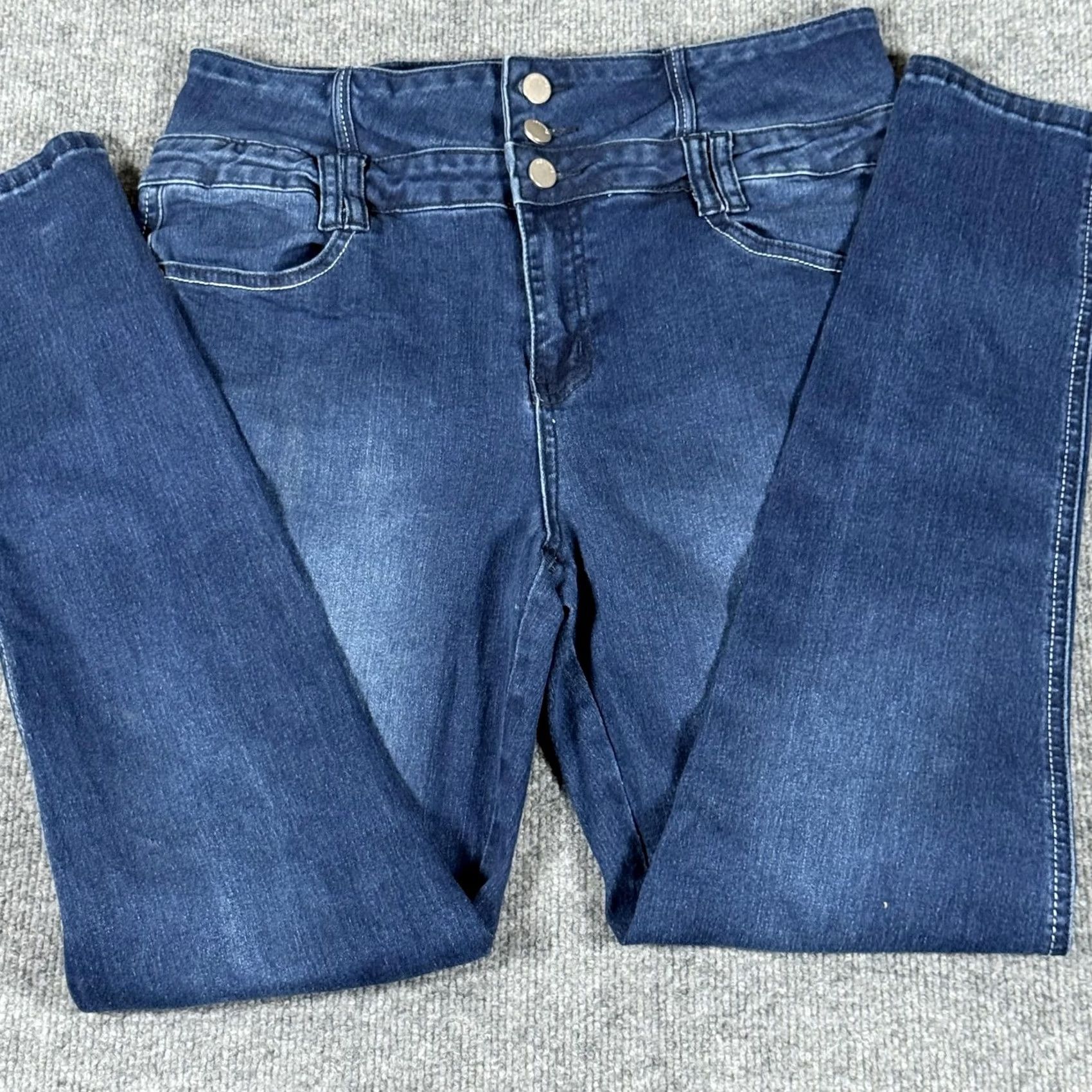 Vintage VINTAGE? No. Flamingo Jeans Blue High Rise Skinny Stretch Denim 30" Waist Regular Large Women Size 36" / US 14 / IT 50 - 2 Thumbnail