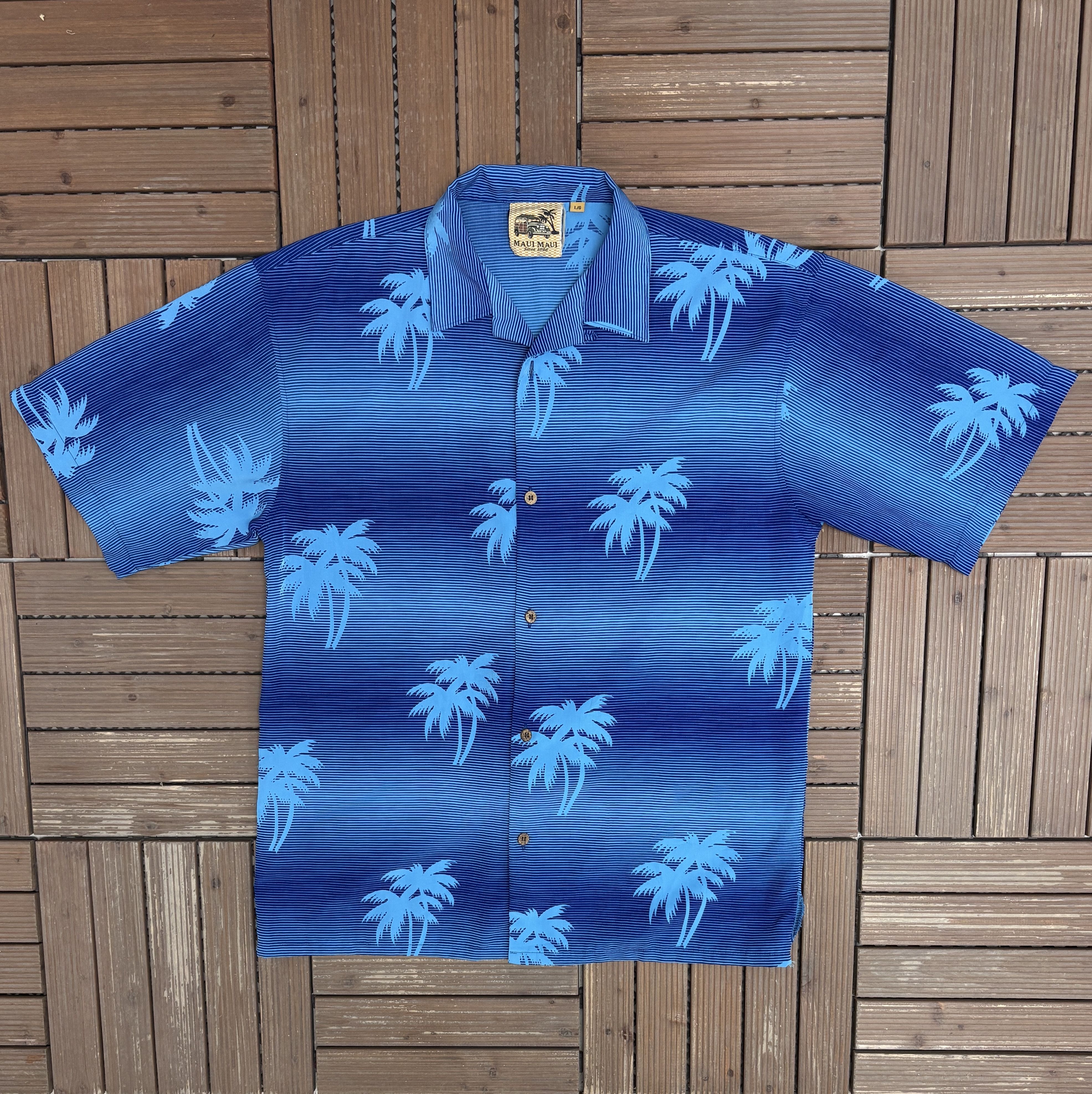 Vintage Maui Maui Palm Trees Vintage Hawaiian Button Down Shirt Size US L / EU 52-54 / 3 - 1 Thumbnail