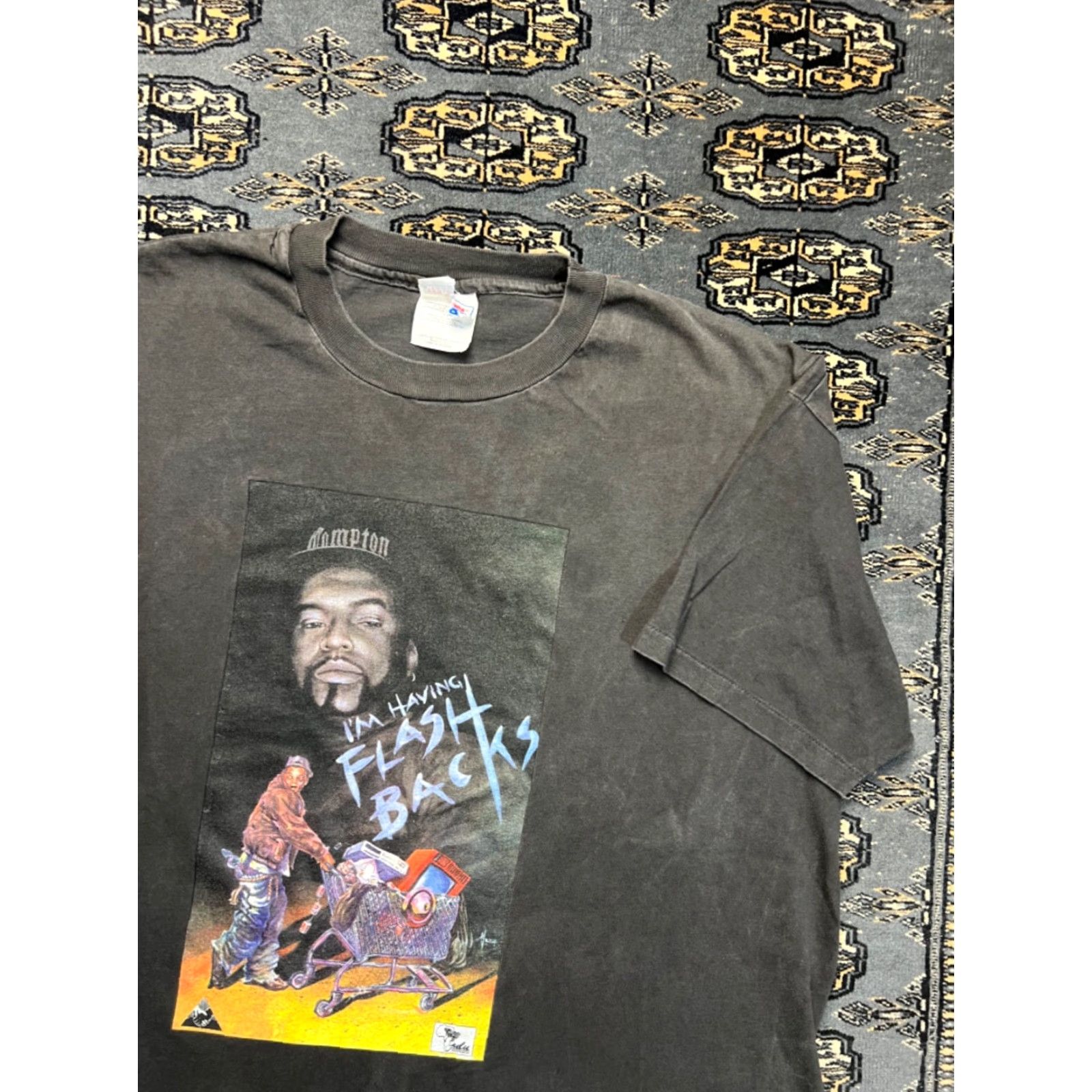 Hanes VINTAGE Larry Locc Im Having Flashbacks Double Sided Rap Tee Zulu International XL Hanes T-Shirt Men Black Short Sleeve Regular Fit Boys? No, Men. Size US XL / EU 56 / 4 - 2 Thumbnail