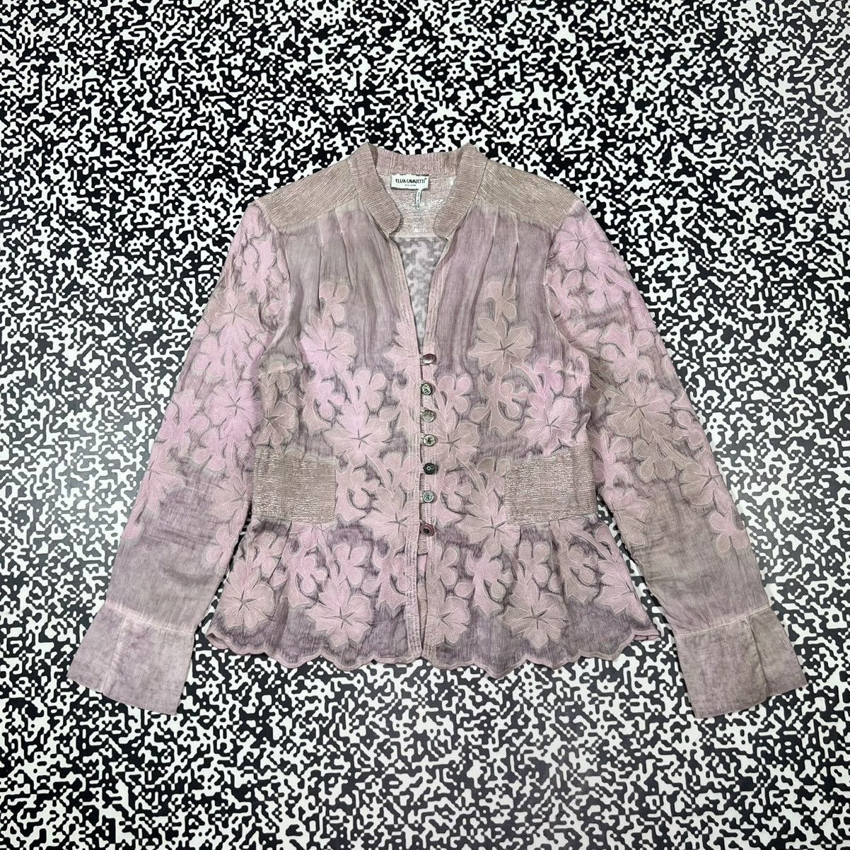 Elisa Cavaletti Vintage Y2K Elisa Cavaletti Silk Linen Luxury Floral Blazer Size M / US 6-8 / IT 42-44 - 4 Thumbnail