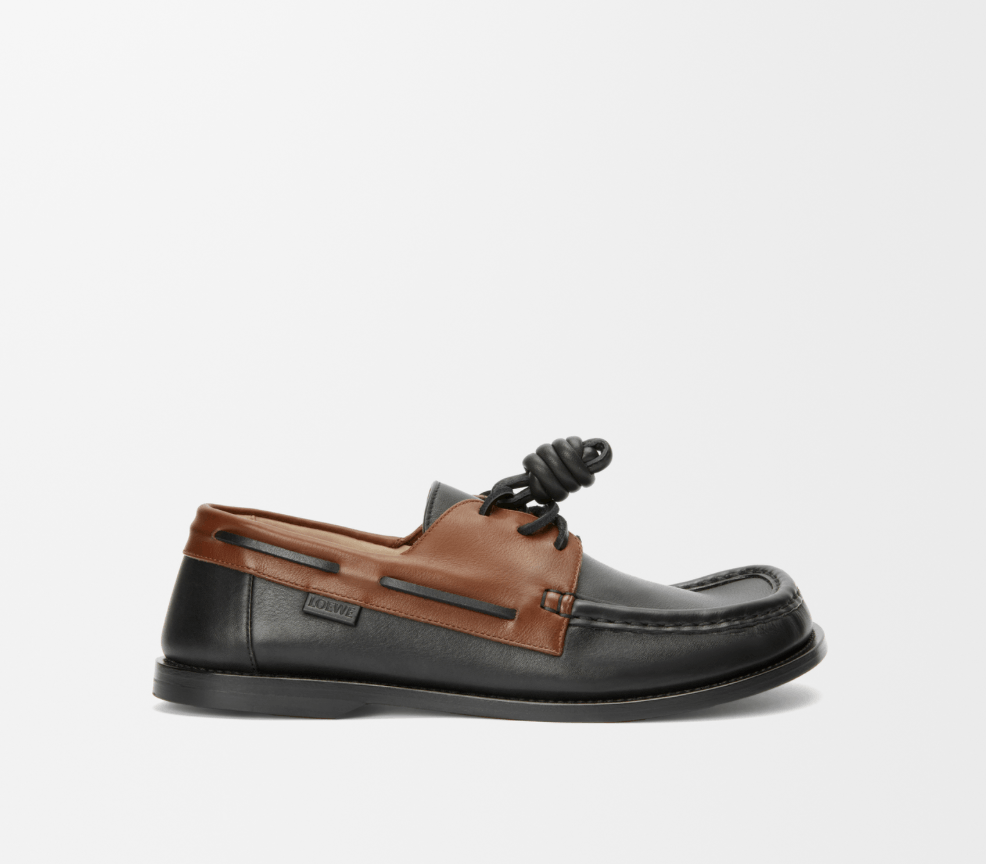 Loewe Loewe Campo Boat Shoe Carame and Black Leather Size US 12 / EU 45 - 1 Thumbnail