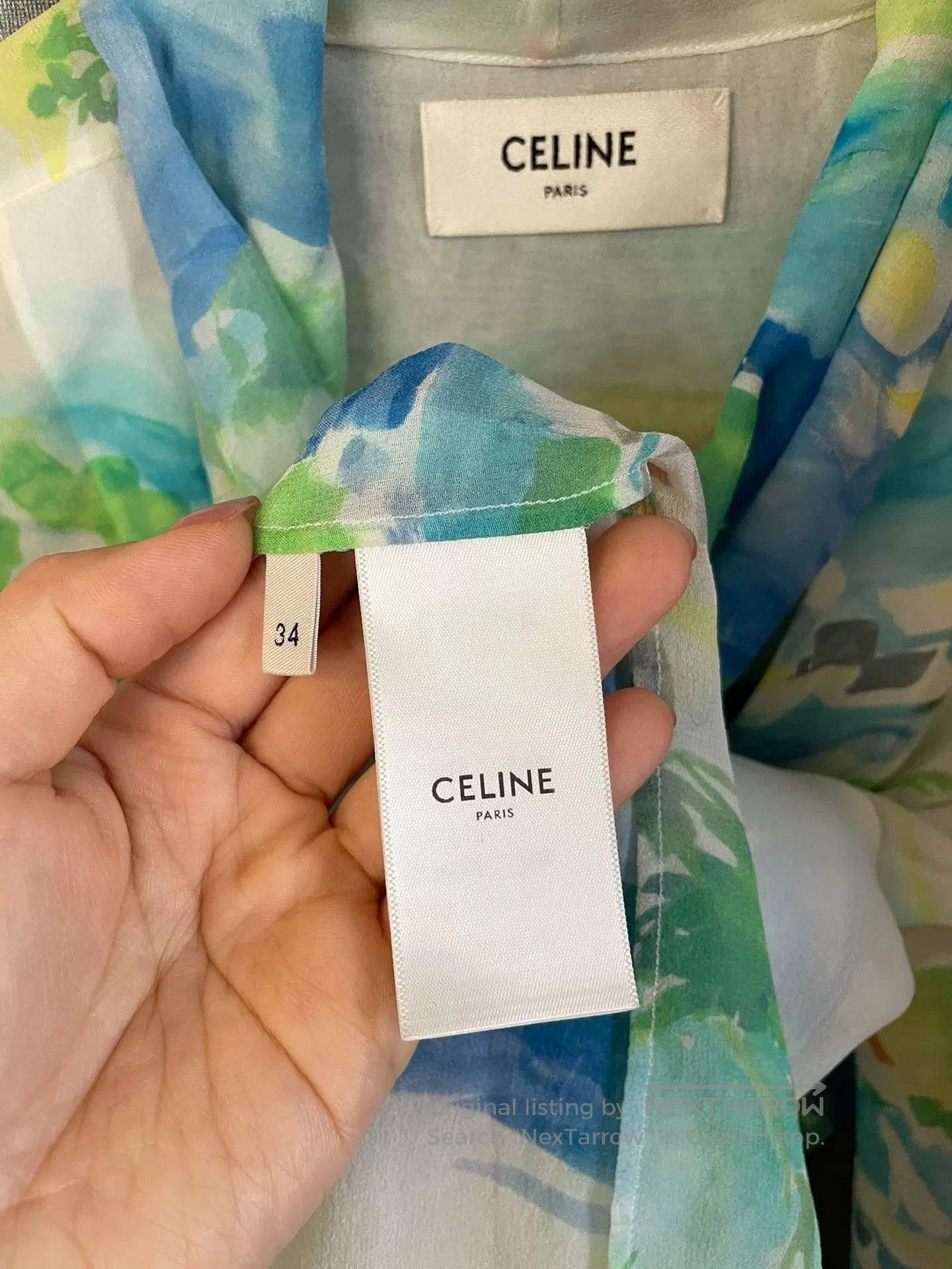 Celine Celine Silk Watercolor Print Shirt. Size XXS / US 00 / IT 34 - 3 Thumbnail