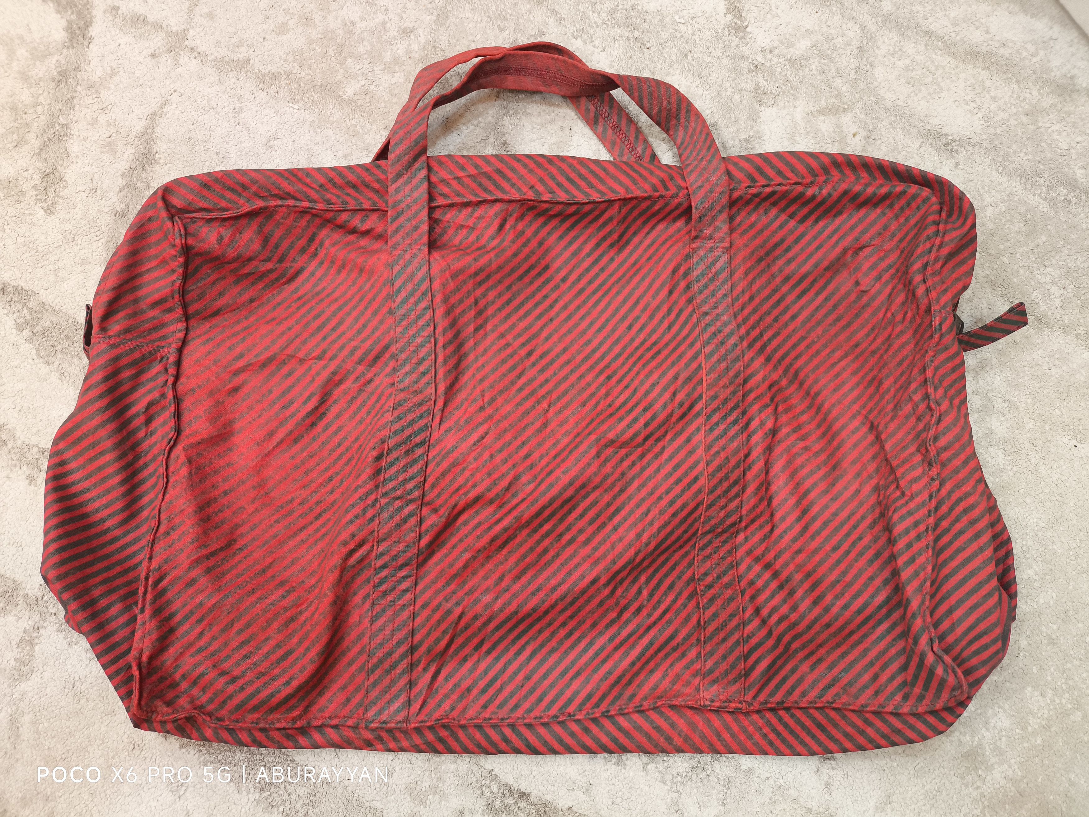 Gucci Gucci Vintage Green & Red Striped Vinyl Foldable Travel Bag Size ONE SIZE - 5 Thumbnail