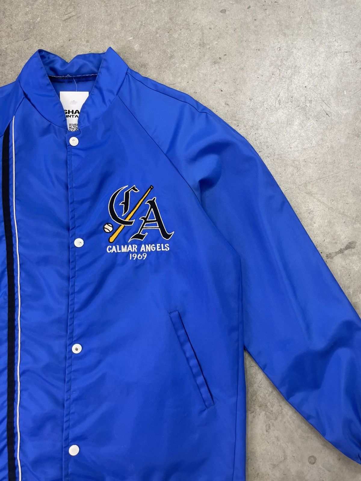 Vintage 60s Coaches Jacket Blue Calmar Angels Baseball Team Large Size US L / EU 52-54 / 3 - 2 Thumbnail