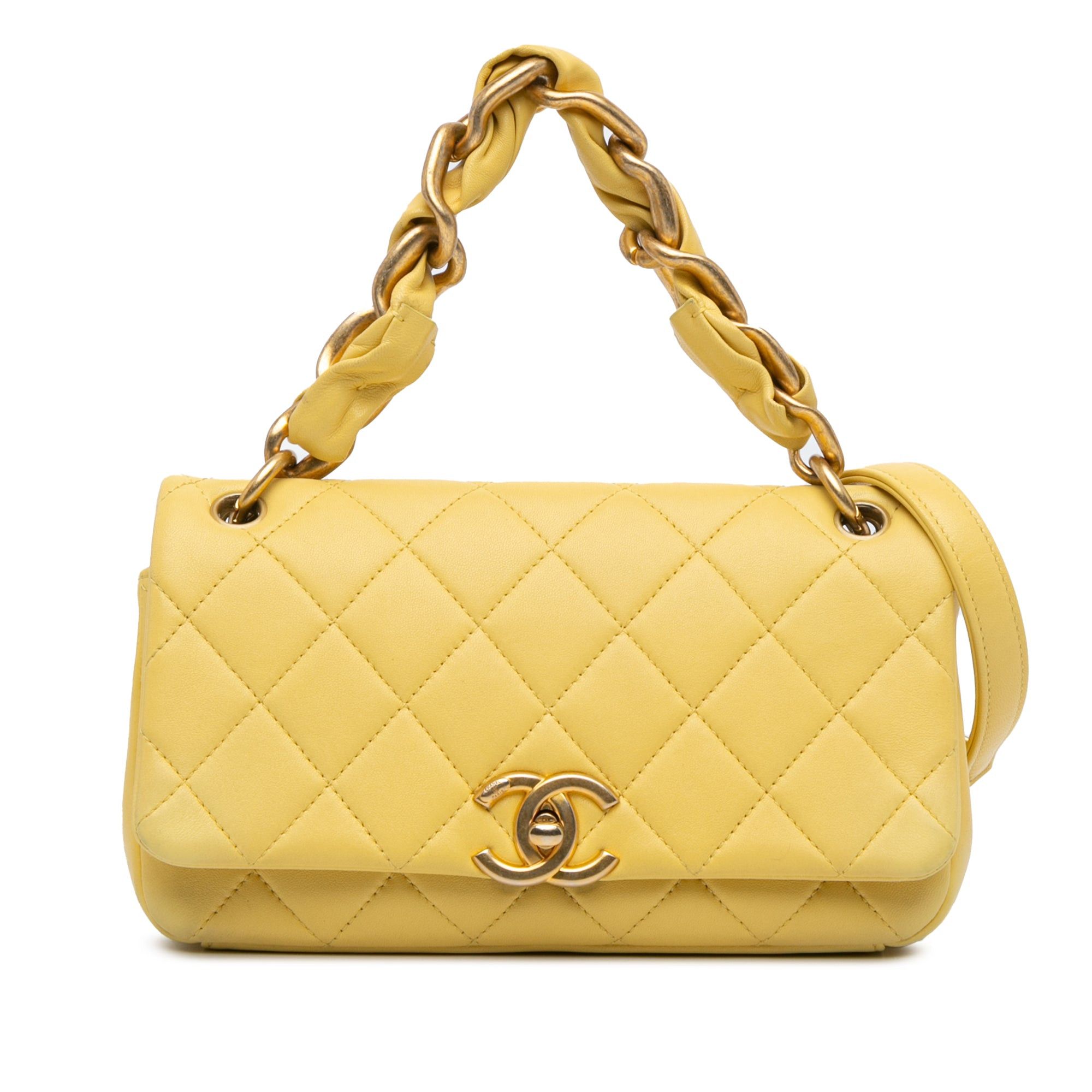 Chanel Chanel Quilted Lambskin Chain Is More Flap Yellow Size ONE SIZE - 1 Thumbnail