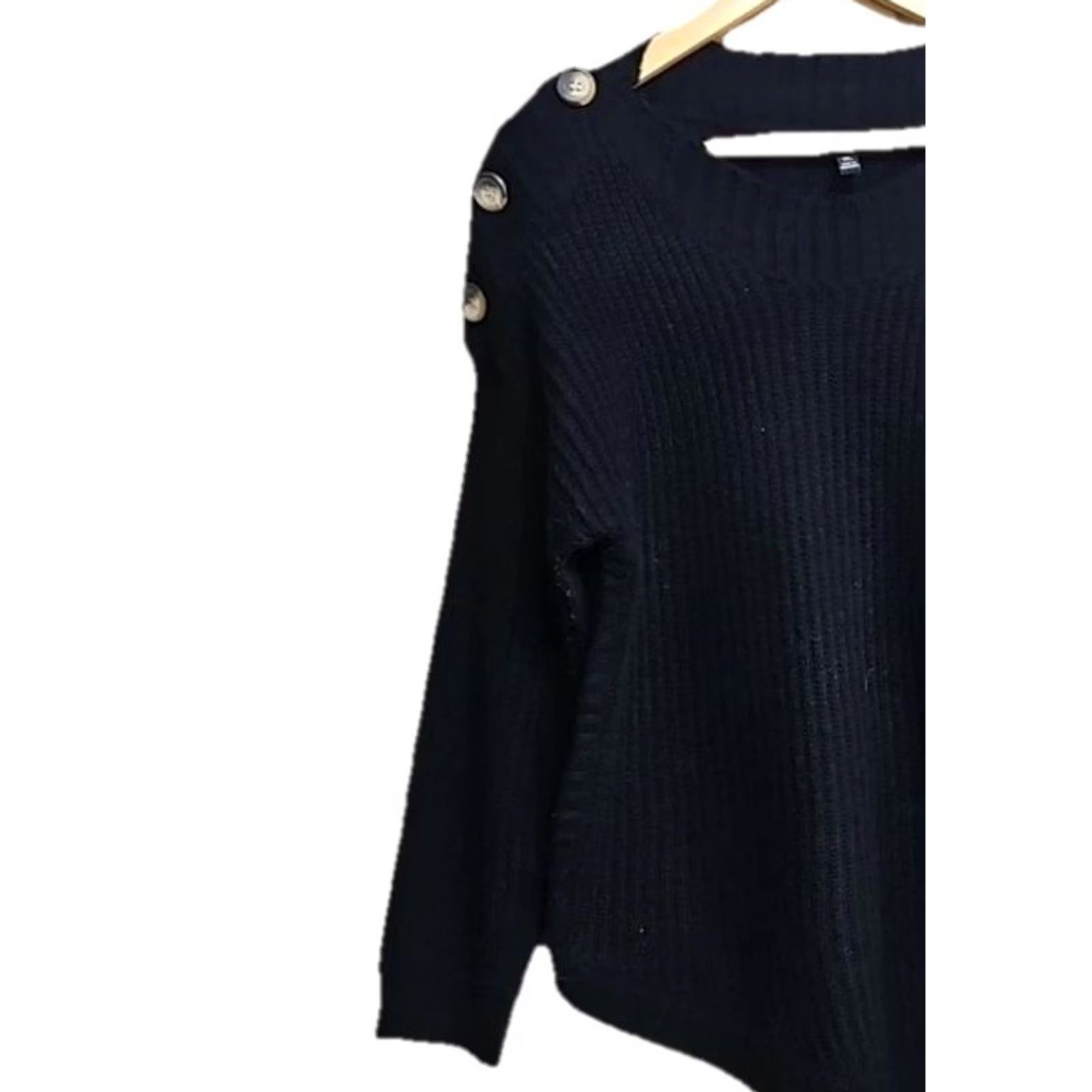 Vintage VINTAGE? No. Timeless Ribbed Knit Women’s XL Black Classic Pullover Sweater Button Shoulder Size XL / US 12-14 / IT 48-50 - 3 Thumbnail