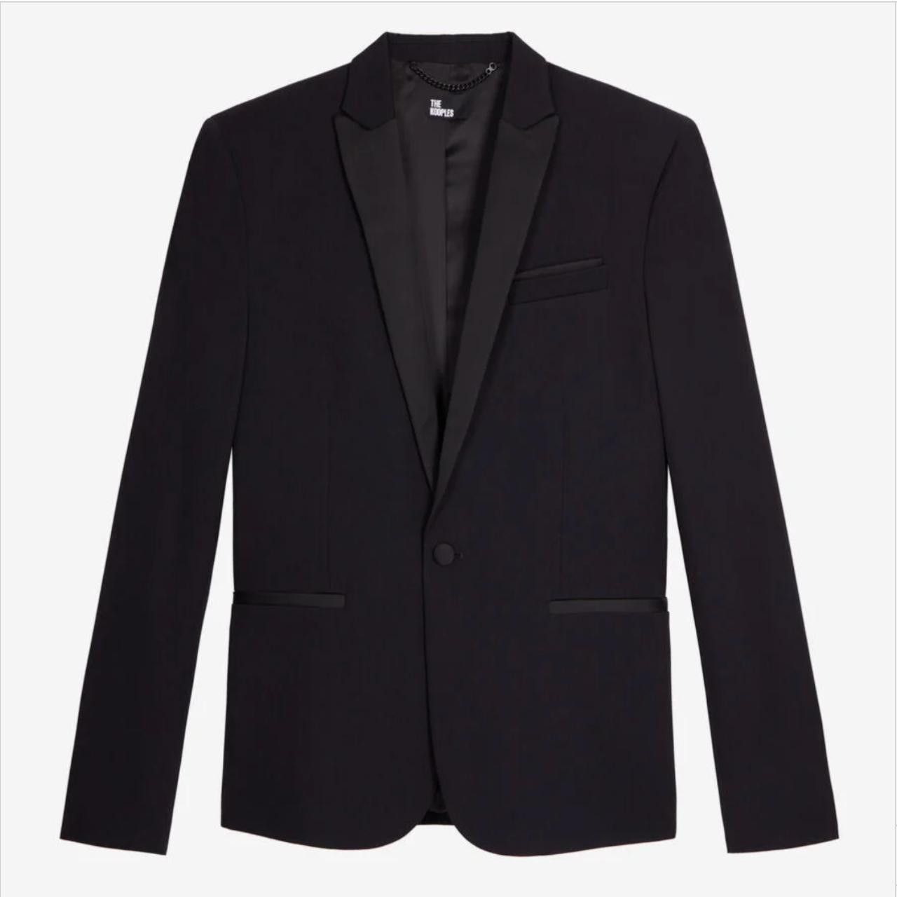 The Kooples $795 The Kooples navy textured wool fitted tuxedo jacket 40 Size 38R - 8 Thumbnail