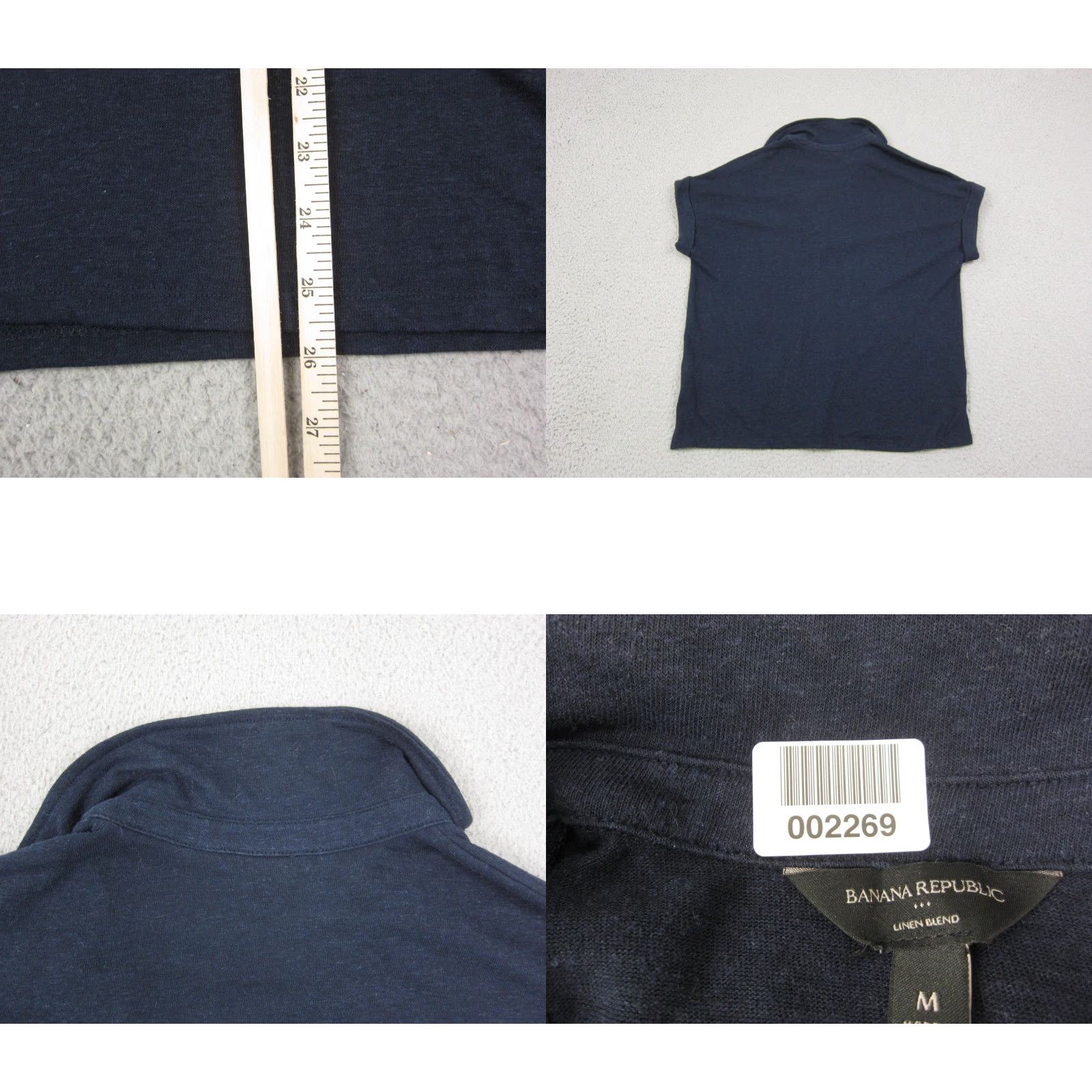 Banana Republic Banana Republic Shirt Womens M Blue Linen Blend Polo Collared Short Sleeve Casual City Classic Outdoor Womens Size M / US 6-8 / IT 42-44 - 8 Thumbnail