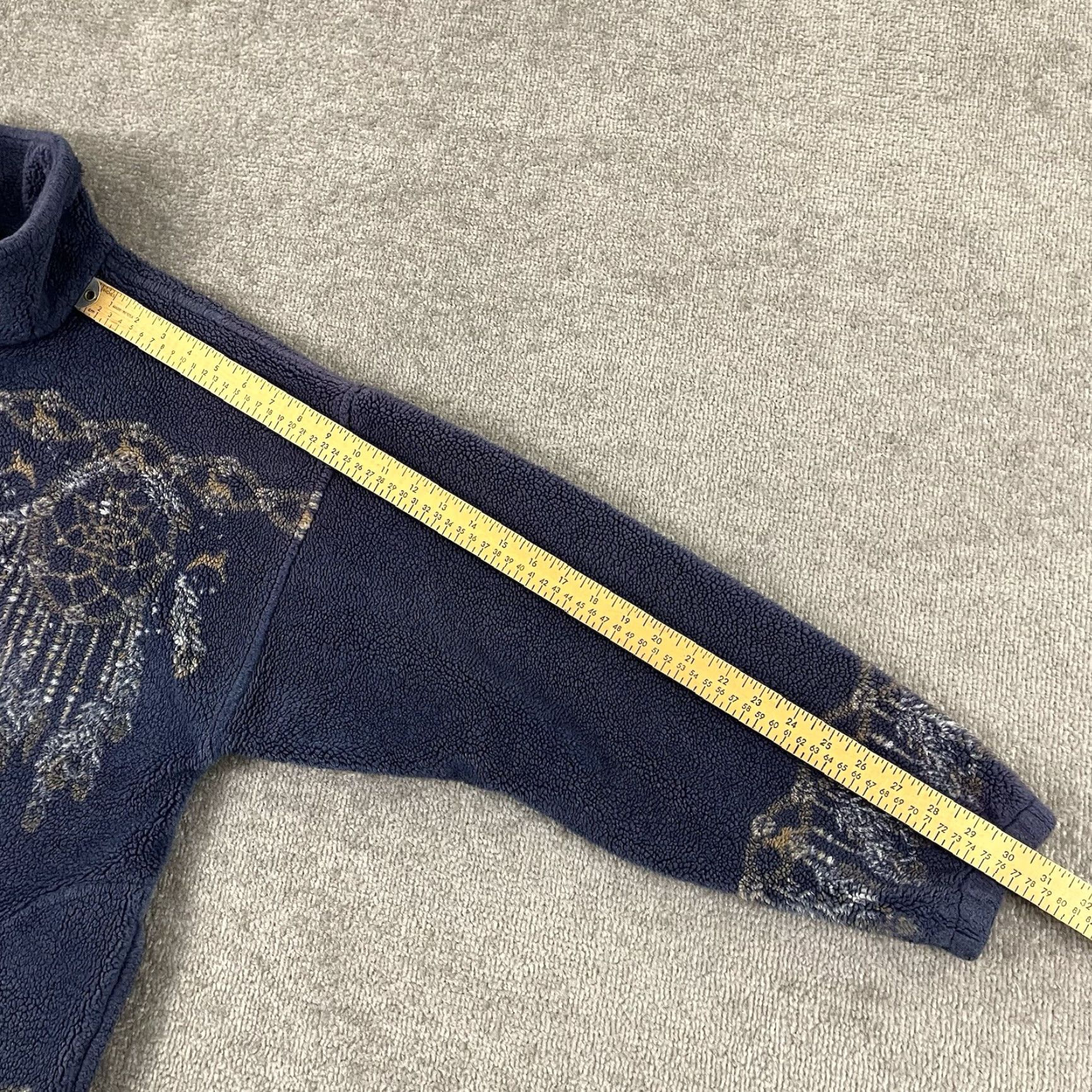 Native VINTAGE Sweater Adult Men Large Blue Fleece Wolves Native Tribal Nature Full Zip Men Size US L / EU 52-54 / 3 - 6 Thumbnail