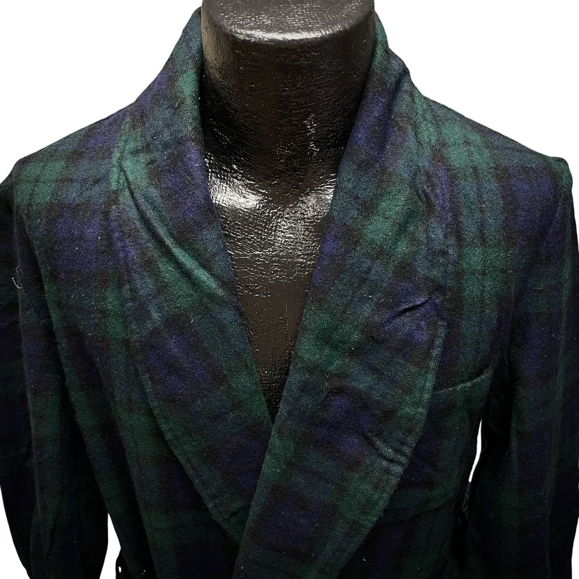 Other 60's Kentfield Men WOODSMAN LOUNGER SHADOW PLAID Wool Robe M Size 40 - 2 Thumbnail