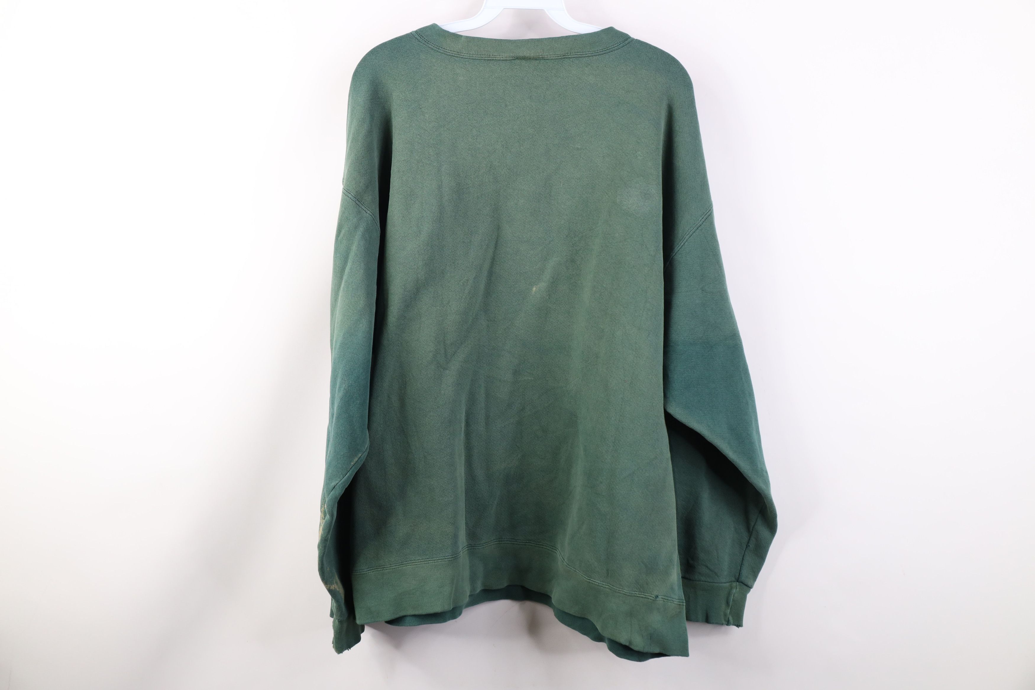 Vintage Vintage 90s Streetwear Sun Faded Crewneck Sweatshirt Green Size US XL / EU 56 / 4 - 14 Thumbnail