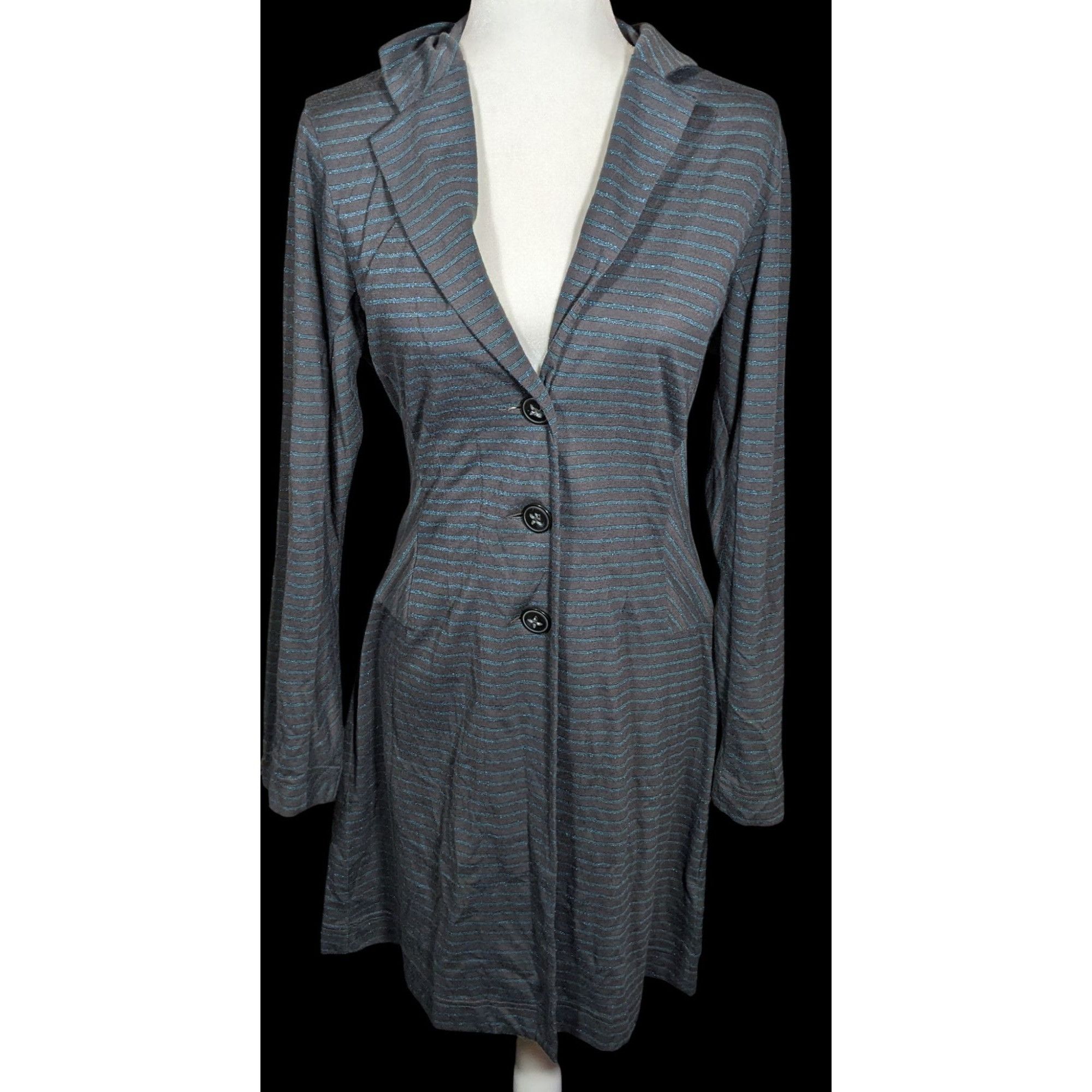 Other Sandwich_ Dark Grey And Metallic Blue Striped Button Up Swea Size M / US 6-8 / IT 42-44 - 1 Thumbnail